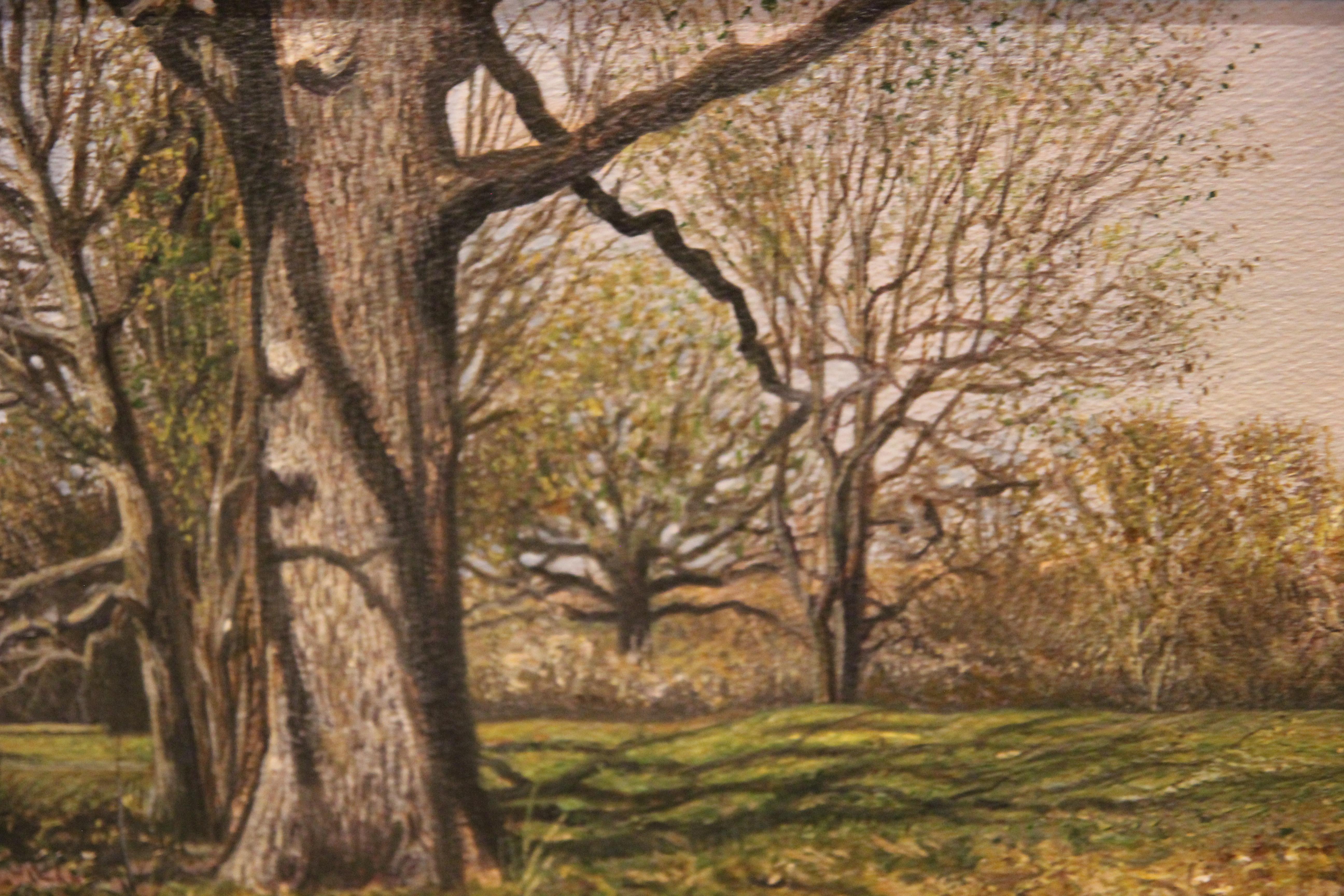Paisaje Naturalista de Campo con Árboles - Painting de Anthony V. Martin