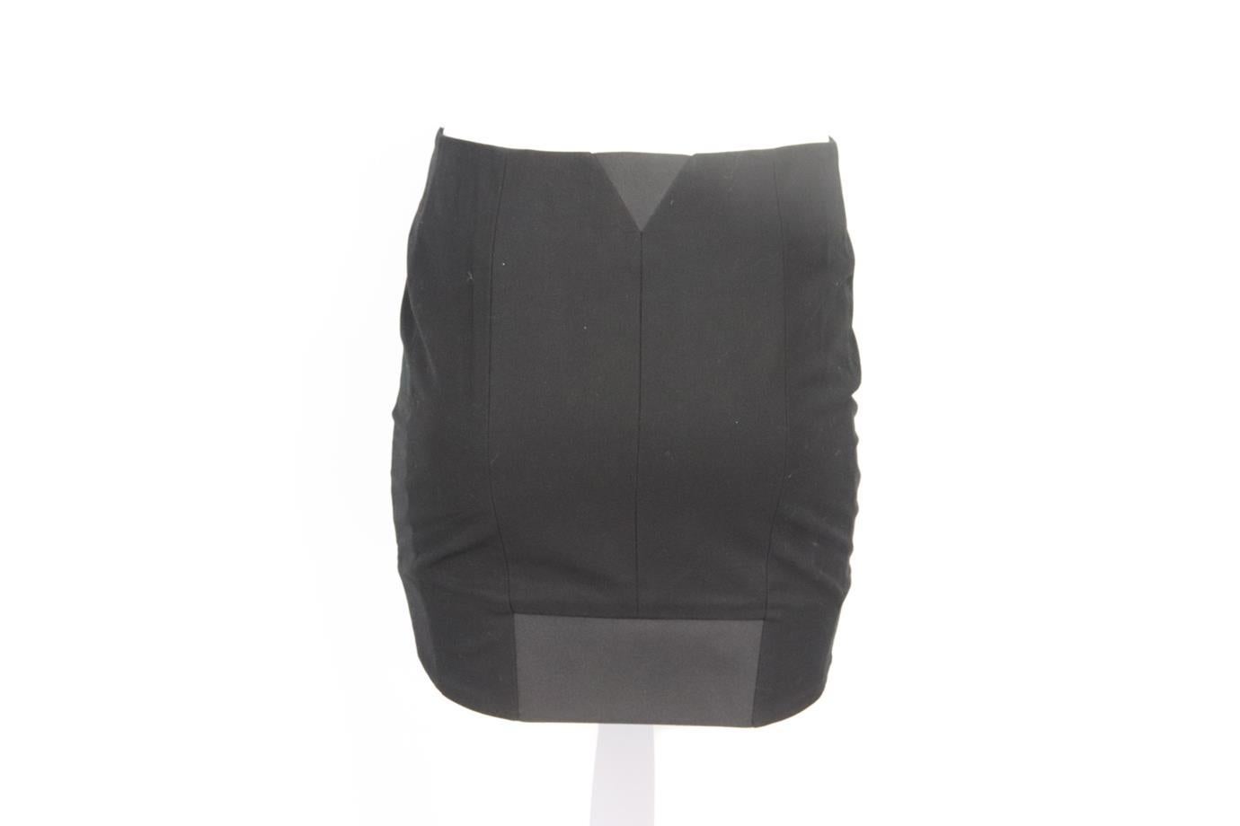 Black Anthony Vaccarello Asymmetric Lace Up Wool Mini Skirt Fr 36 Uk 8