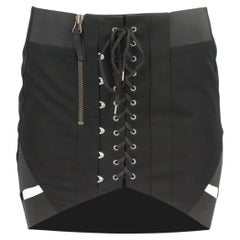 Anthony Vaccarello Asymmetric Lace Up Wool Mini Skirt Fr 36 Uk 8