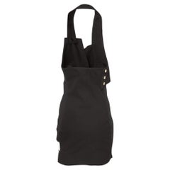 Anthony Vaccarello Black Cotton Halter Neck Button Detail Mini Dress S