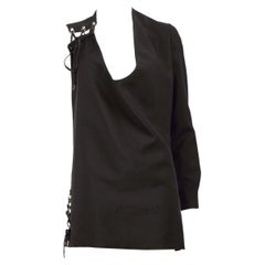 Anthony Vaccarello Mini Vestido Negro de Encaje con Un Hombro Talla S