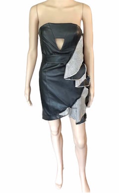 Anthony Vaccarello F/W 2014 Runway Leather Metal Mesh Cutout Mini Dress