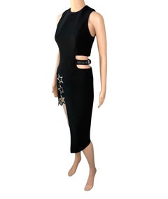 Anthony Vaccarello F/W 2015 Runway Star EmbellishedCutout Asymmetric Black Dress