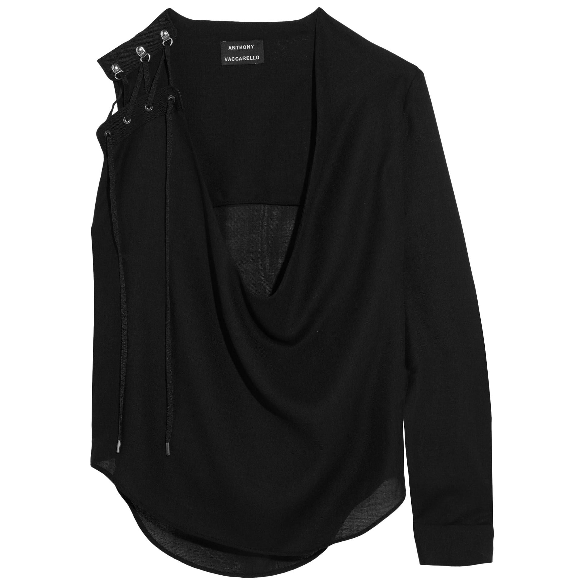 Anthony Vaccarello Lace Up Wool Blend Top