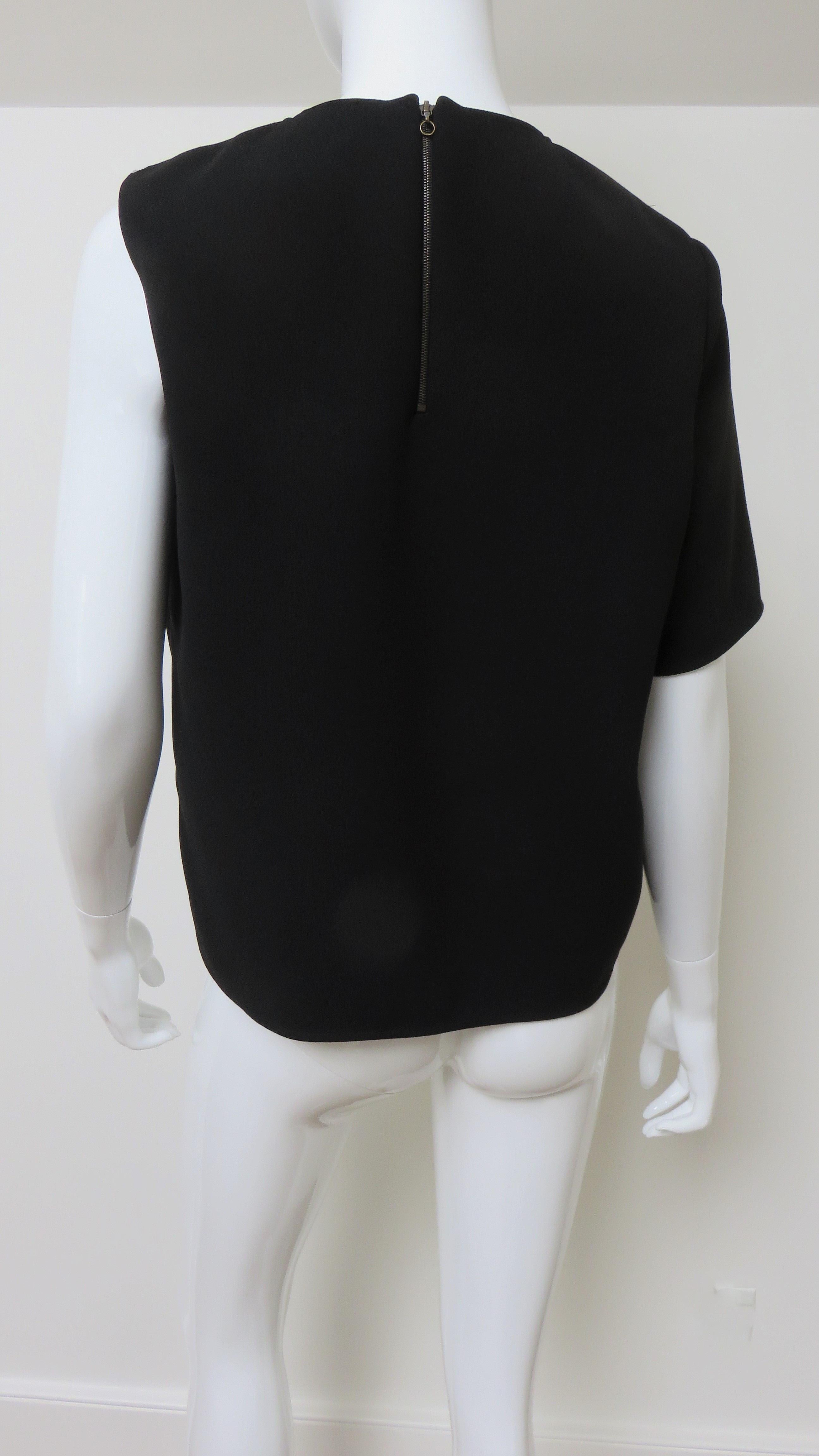 Anthony Vaccarello New One Sleeve Color Block Top with Applique 6