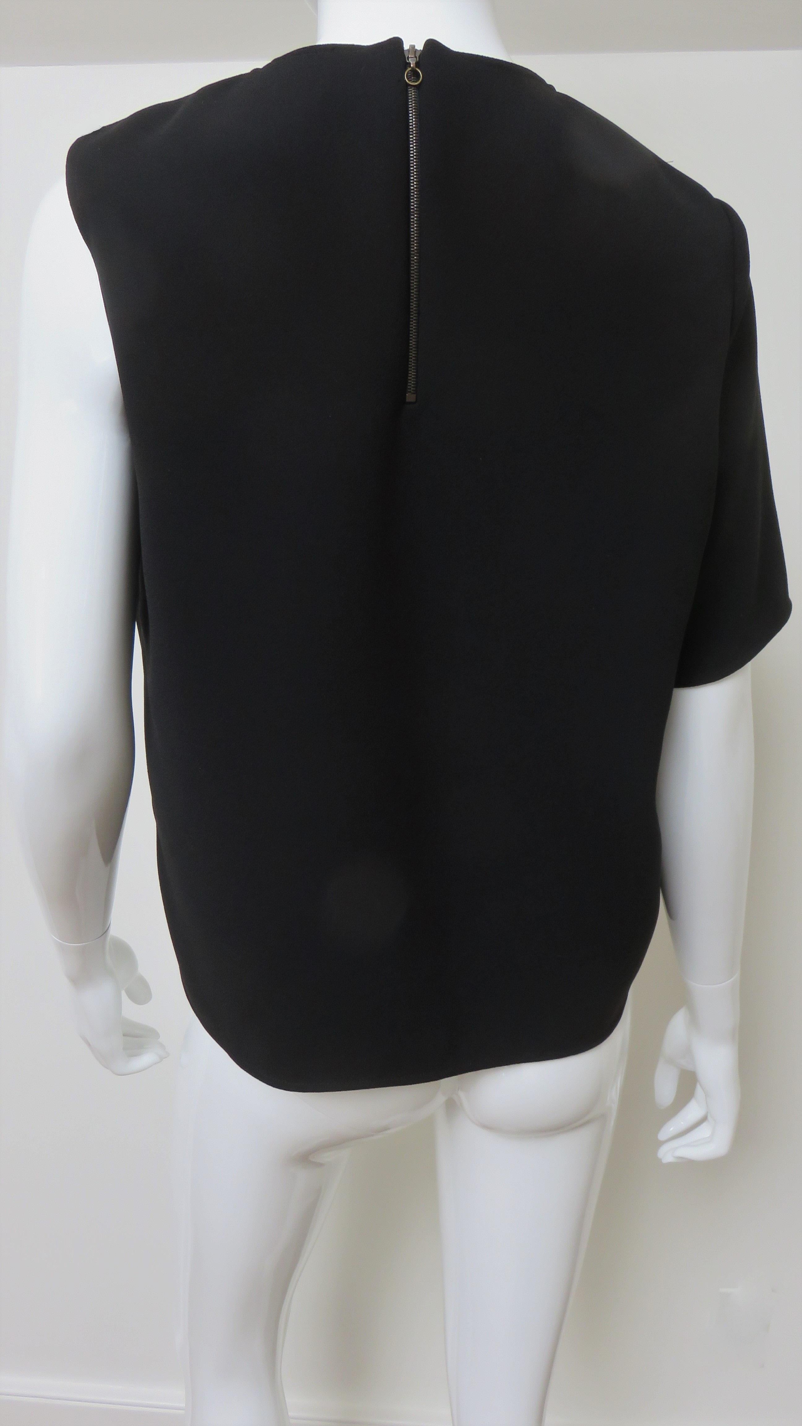 Anthony Vaccarello New One Sleeve Color Block Top with Applique 7