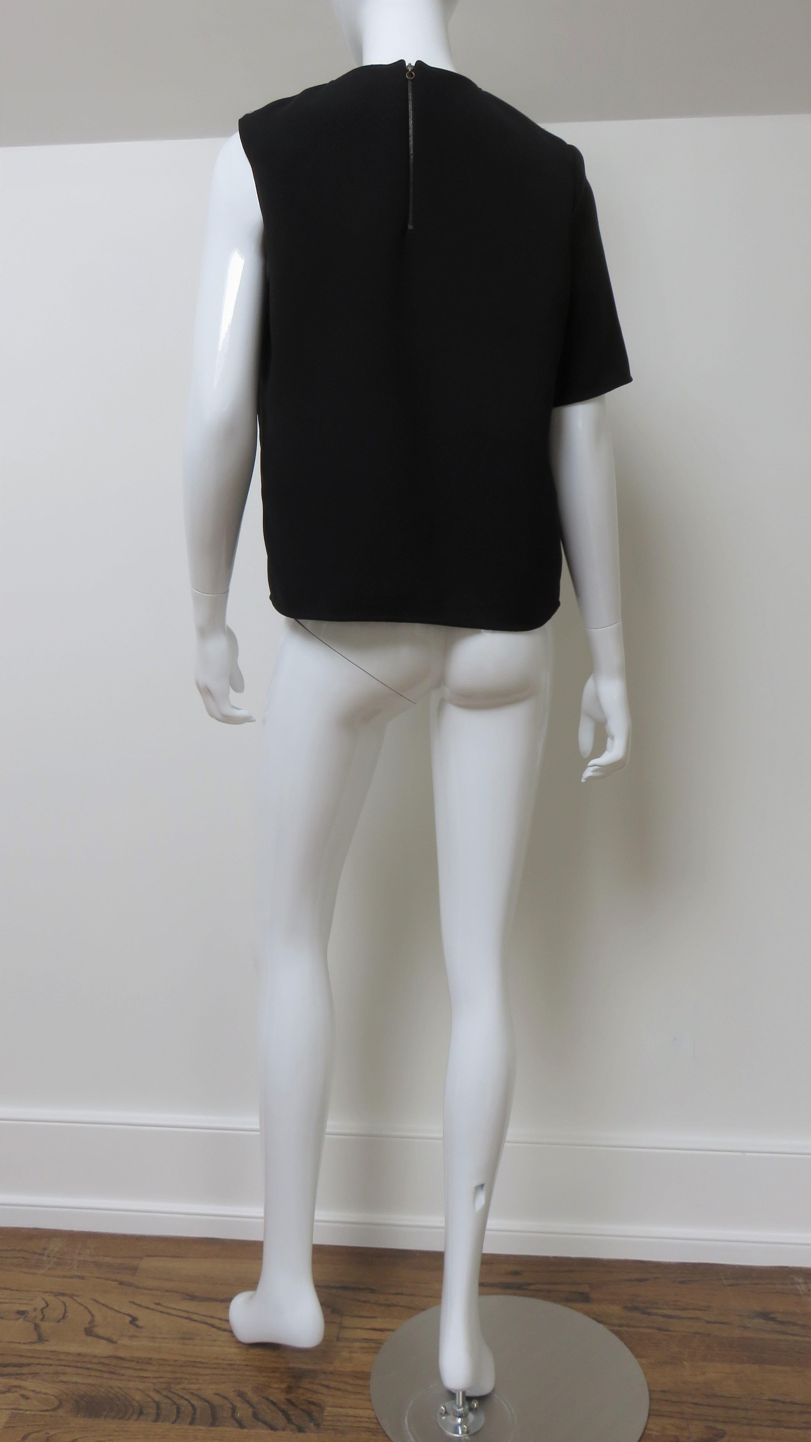 Anthony Vaccarello New One Sleeve Color Block Top with Applique 8