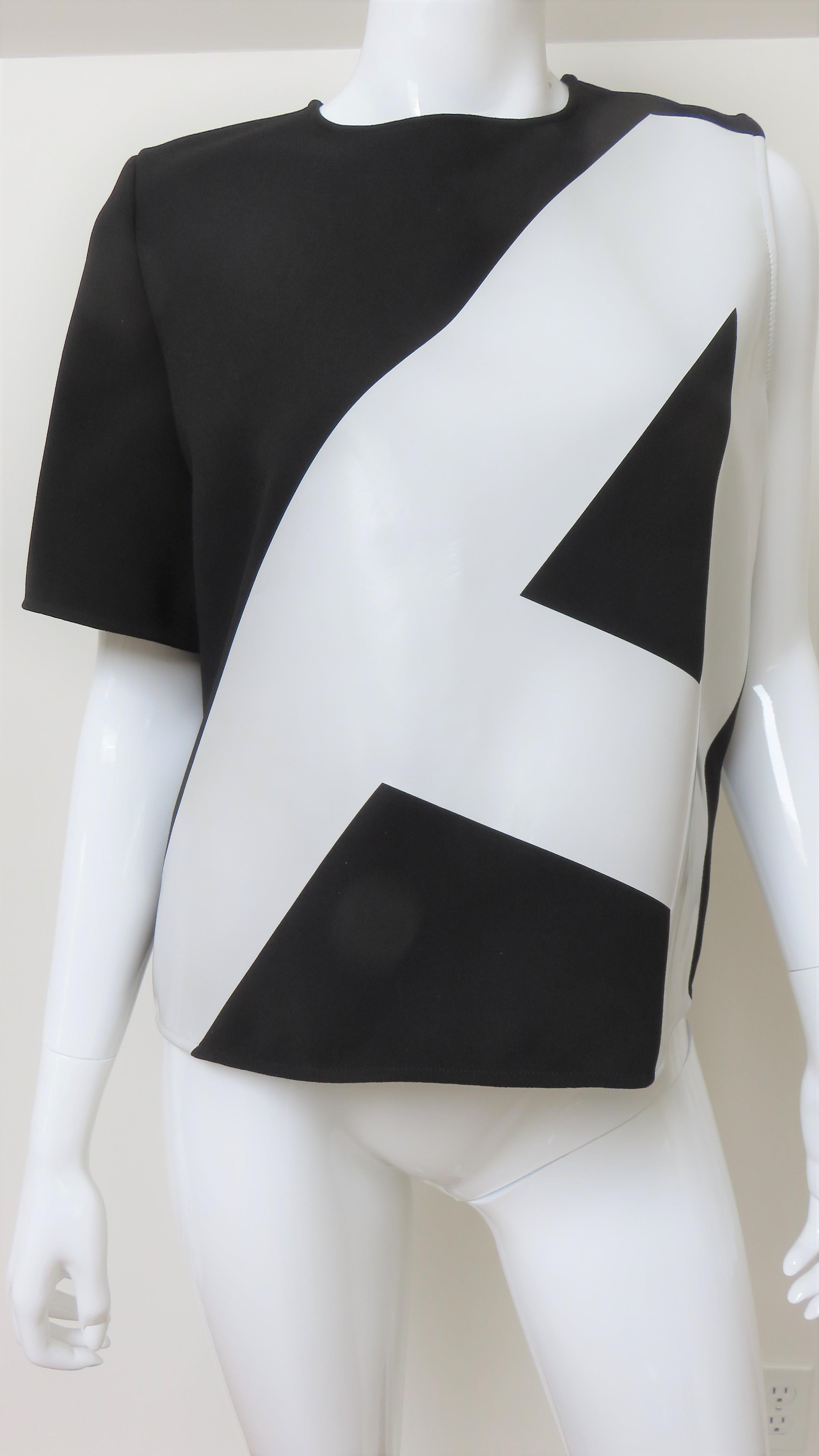 Gray Anthony Vaccarello New One Sleeve Color Block Top with Applique