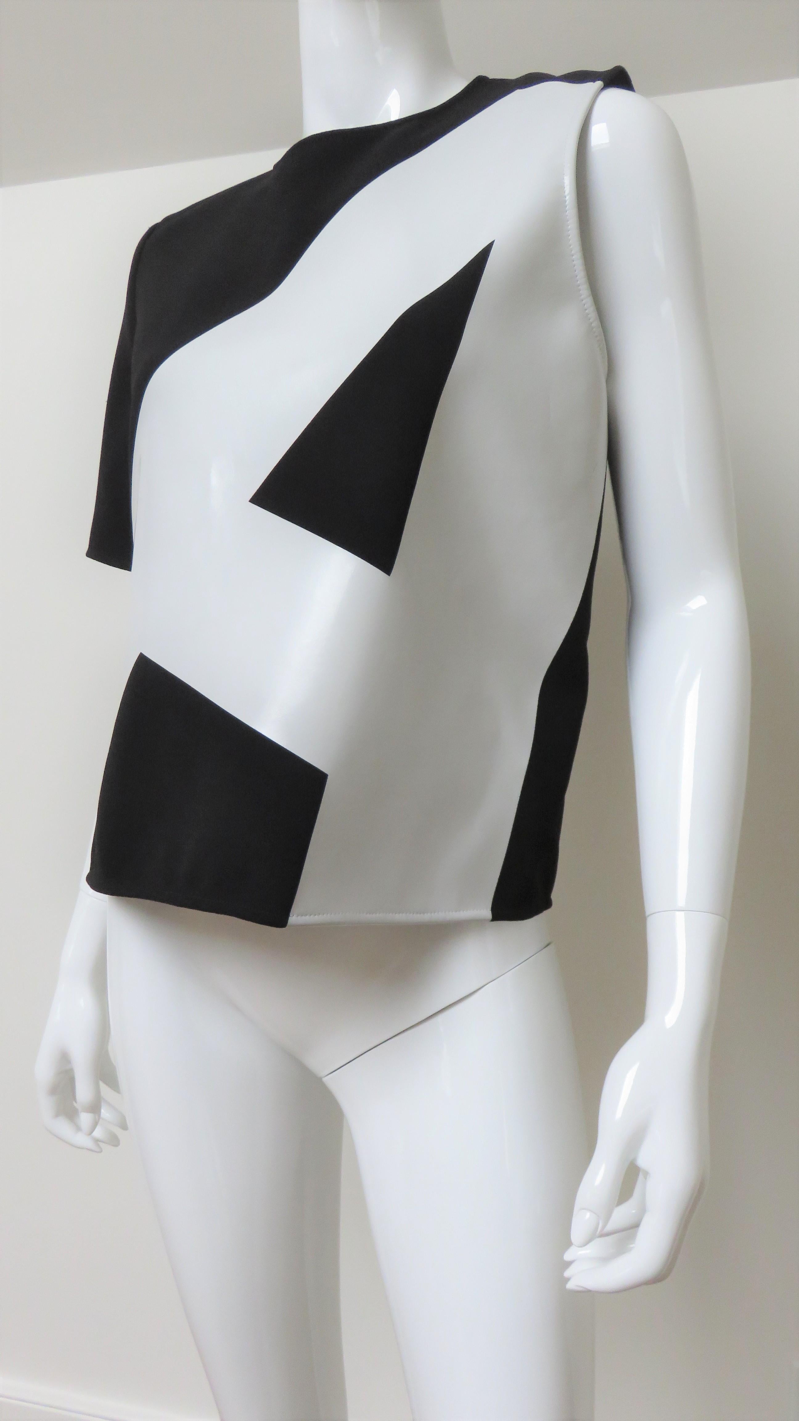 Anthony Vaccarello New One Sleeve Color Block Top with Applique In Good Condition In Water Mill, NY