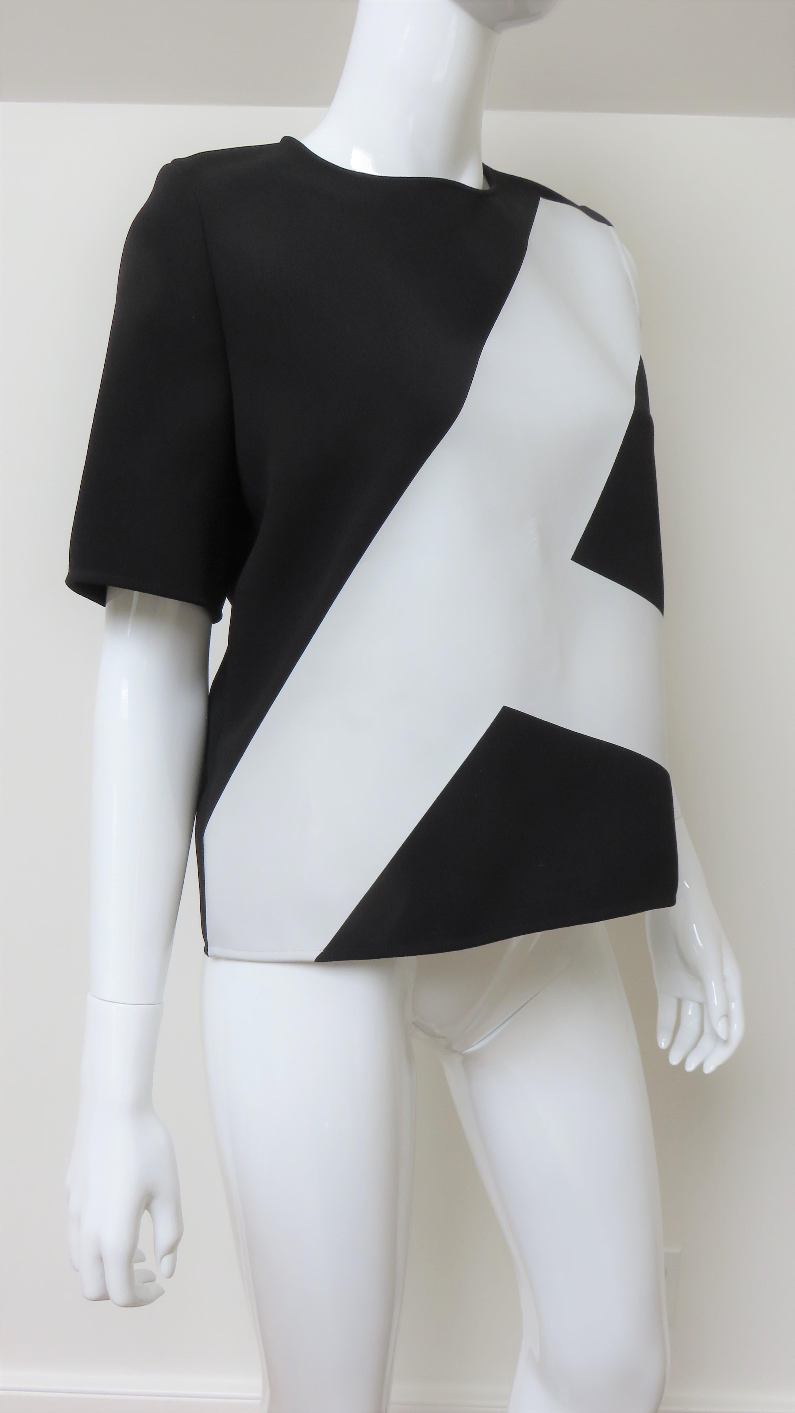 Anthony Vaccarello New One Sleeve Color Block Top with Applique 1