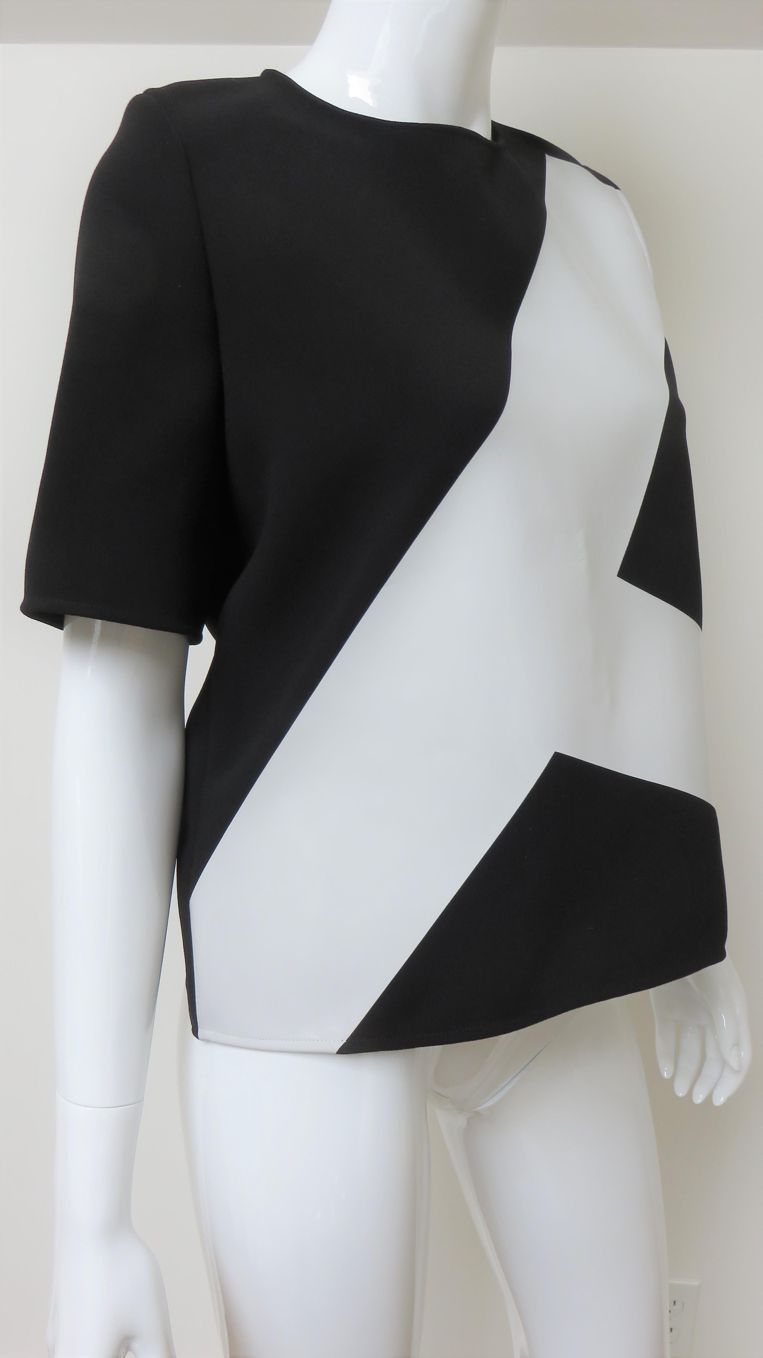Anthony Vaccarello New One Sleeve Color Block Top with Applique 2