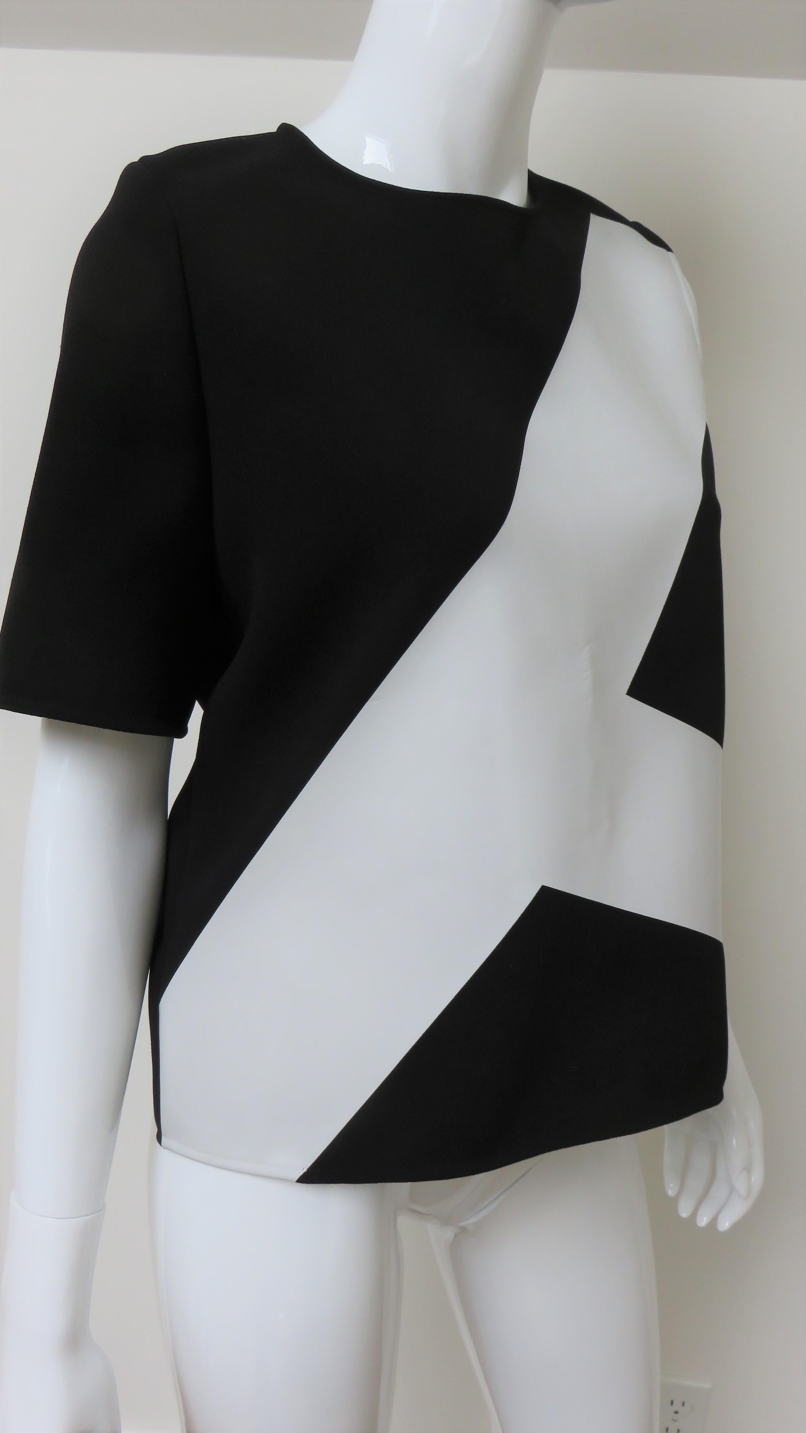 Anthony Vaccarello New One Sleeve Color Block Top with Applique 3