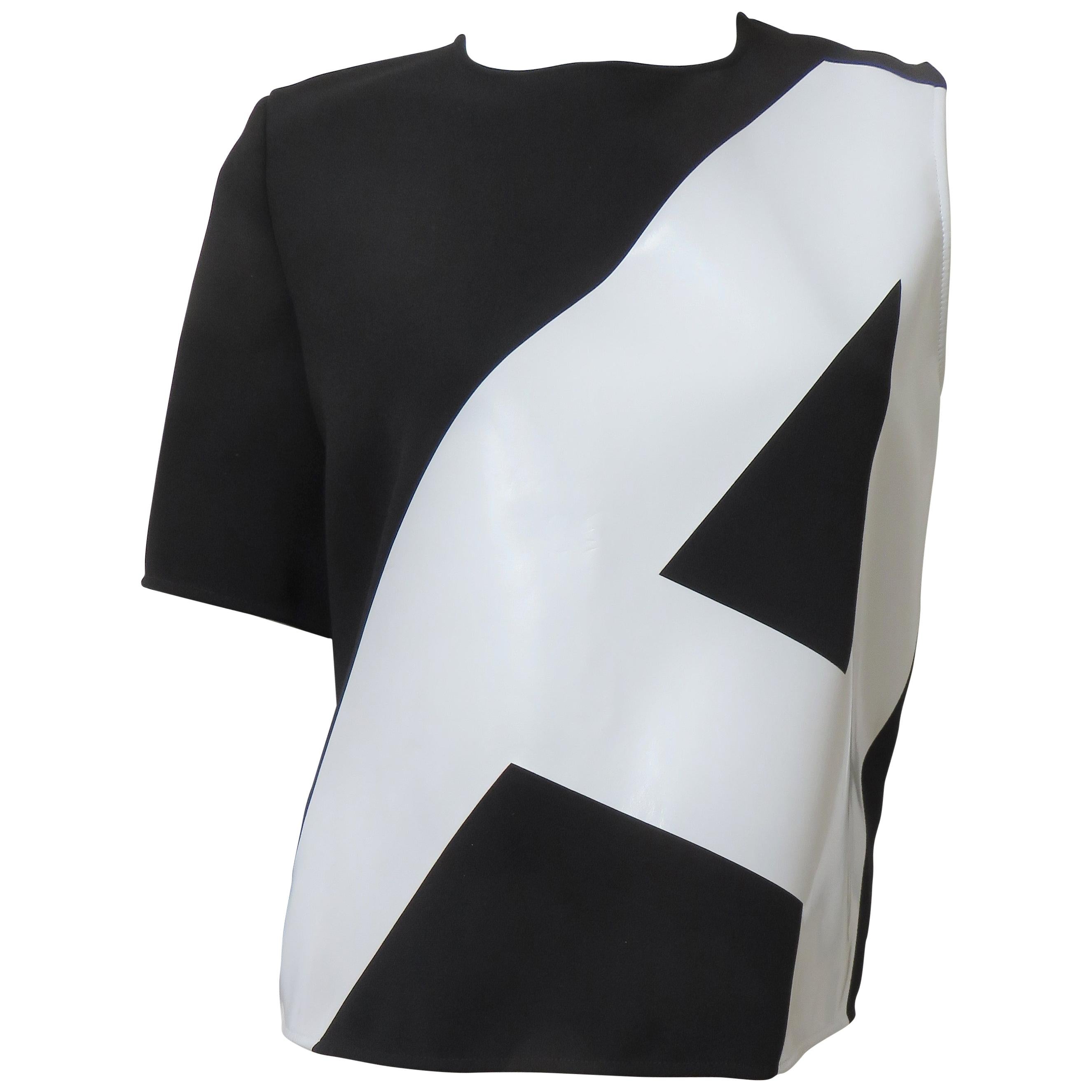 Anthony Vaccarello New One Sleeve Color Block Top with Applique
