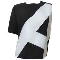 Anthony Vaccarello New One Sleeve Color Block Top with Applique