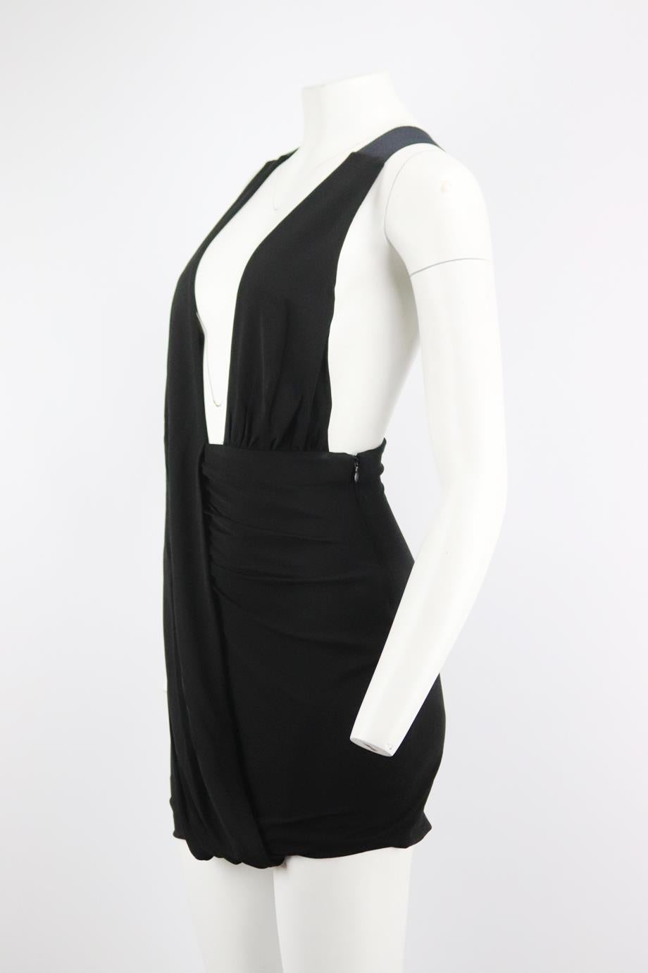 Black Anthony Vaccarello Ruched Jersey Mini Dress Fr 36 Uk 8