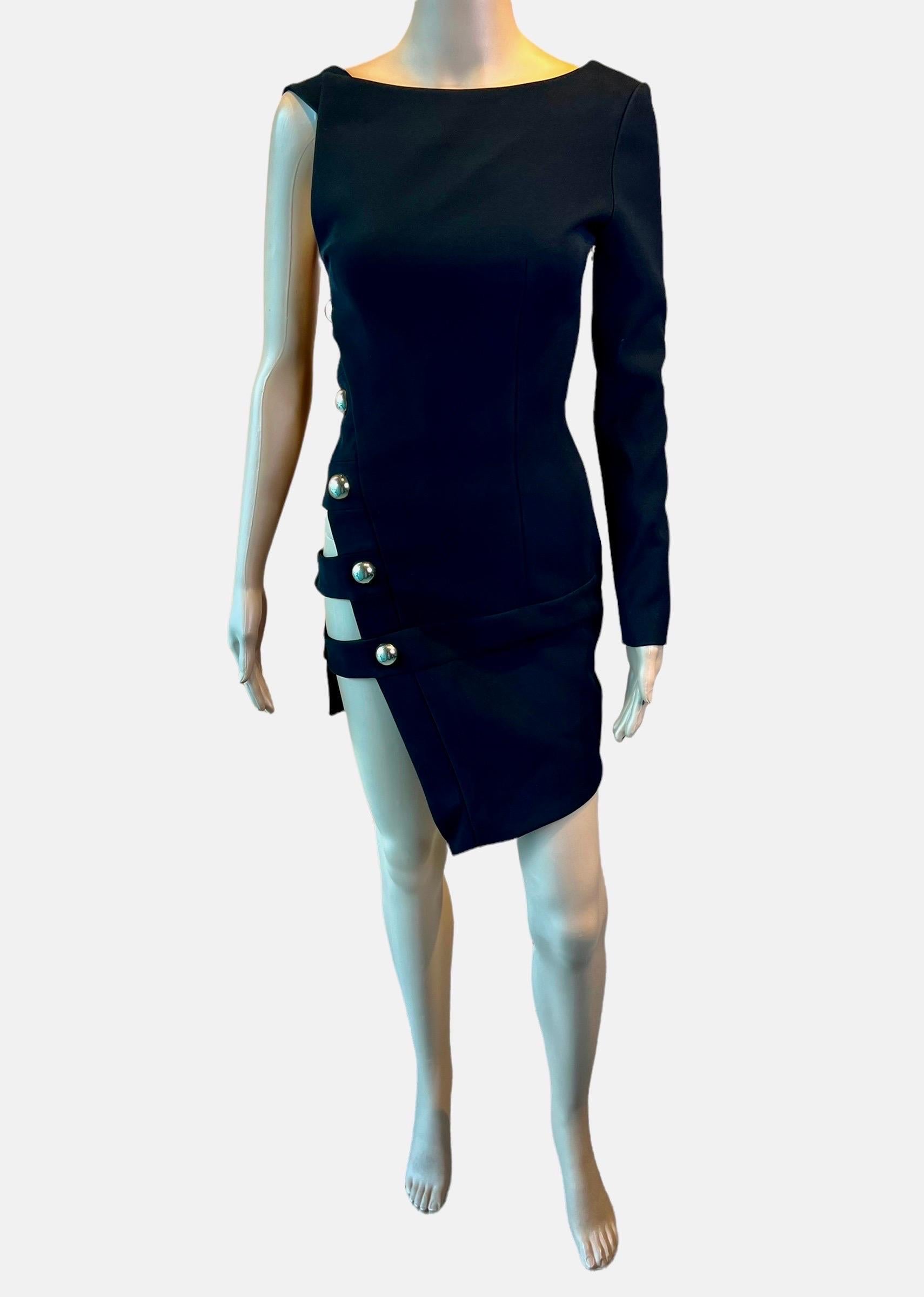 Anthony Vaccarello S/S 2014 Runway Cutout One Sleeve Black Mini Dress For Sale 5