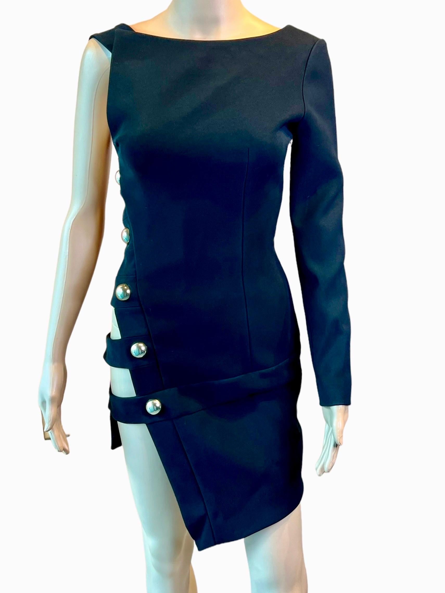 Anthony Vaccarello S/S 2014 Runway Cutout One Sleeve Black Mini Dress For Sale 9