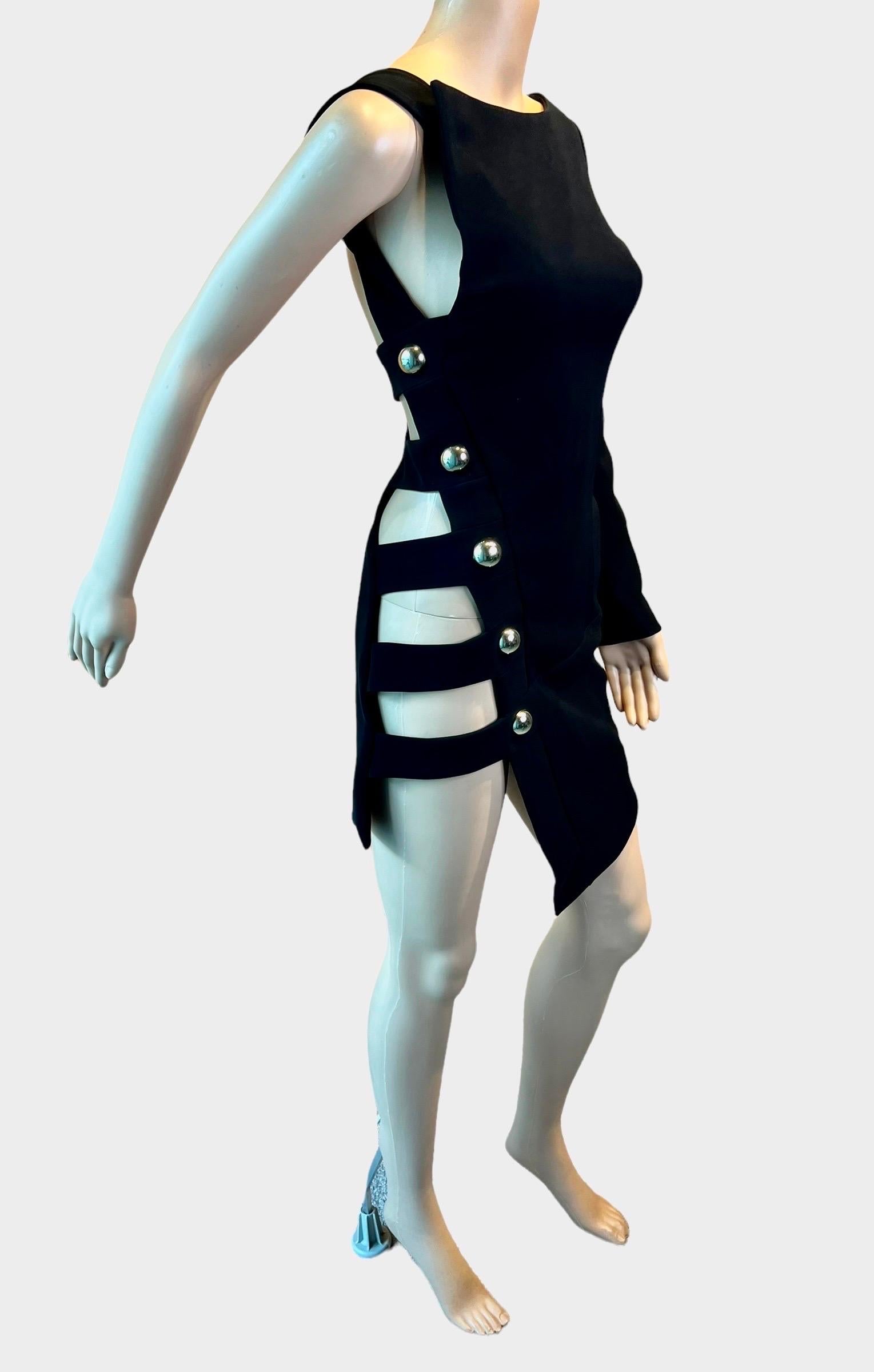 Anthony Vaccarello S/S 2014 Mini Vestido Negro de Una Manga Recortado para Pasarela en venta 5