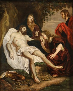 Lamentation Christ Van Dyck Paint 17/18th Century Oil on canvas Old master Art