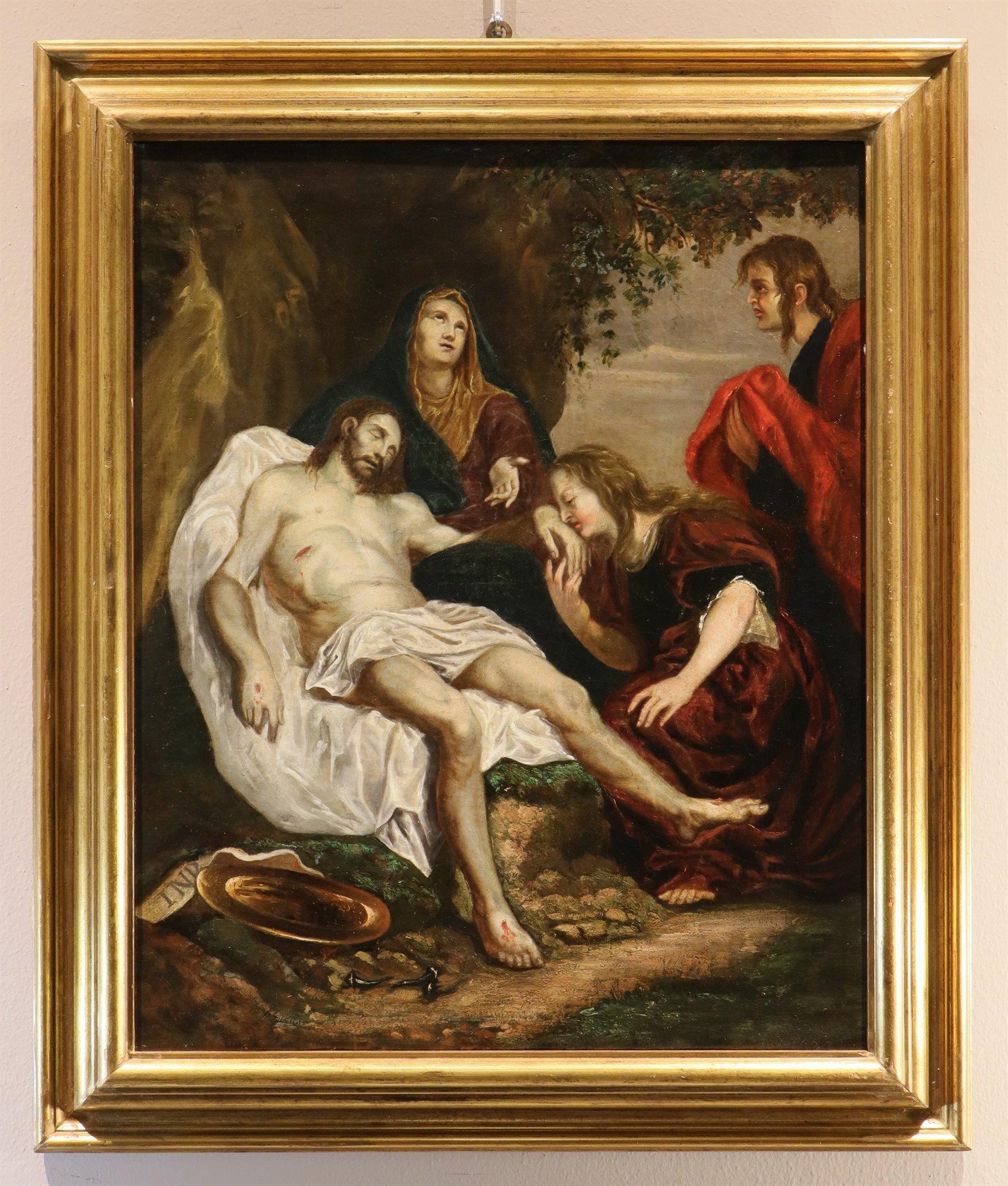 Landscape Painting di  Anthony van Dyck (Antwerp 1599 - London 1641)   - Compianto di Cristo Van Dyck Dipinto del 17/18° secolo Olio su tela Arte antica