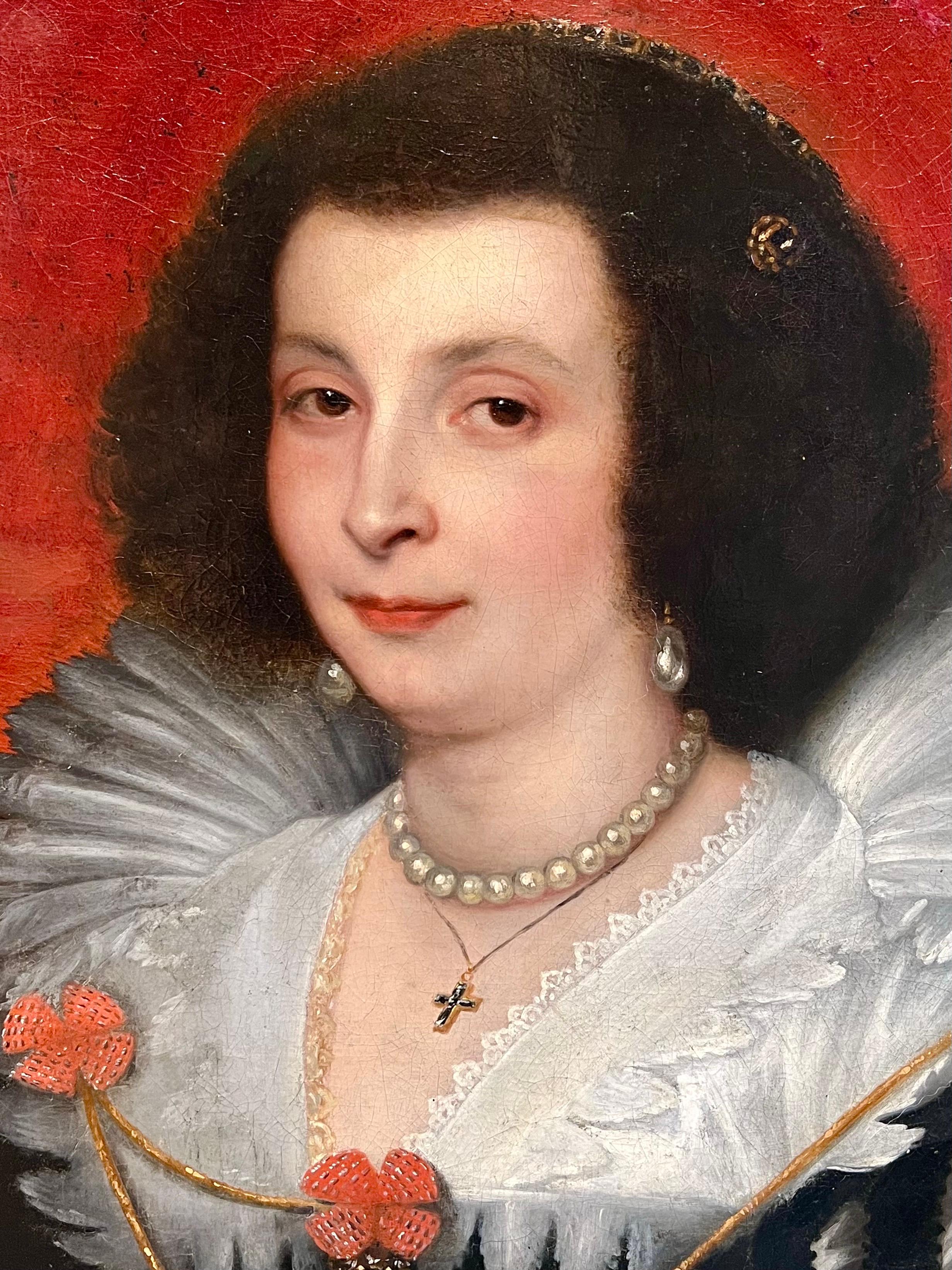 XVIIe siècle Portrait d'Anna Maria de Camiudo - Cour royale 1630 Espagne - Maîtres anciens Painting par Anthony Van Dyck