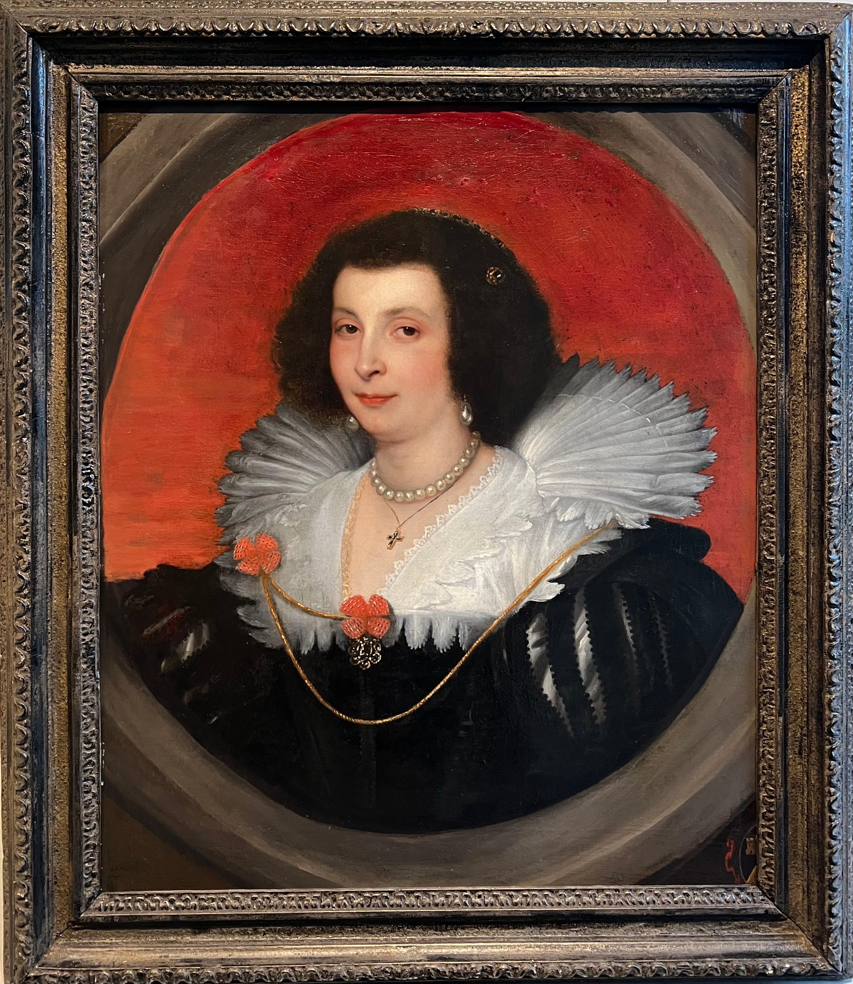 XVIIe siècle Portrait d'Anna Maria de Camiudo - Cour royale 1630 Espagne