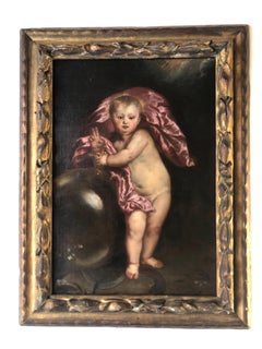 Christ as Salvator Mundi, Circle Van Dyck, Flemish Old Master, Christ Child