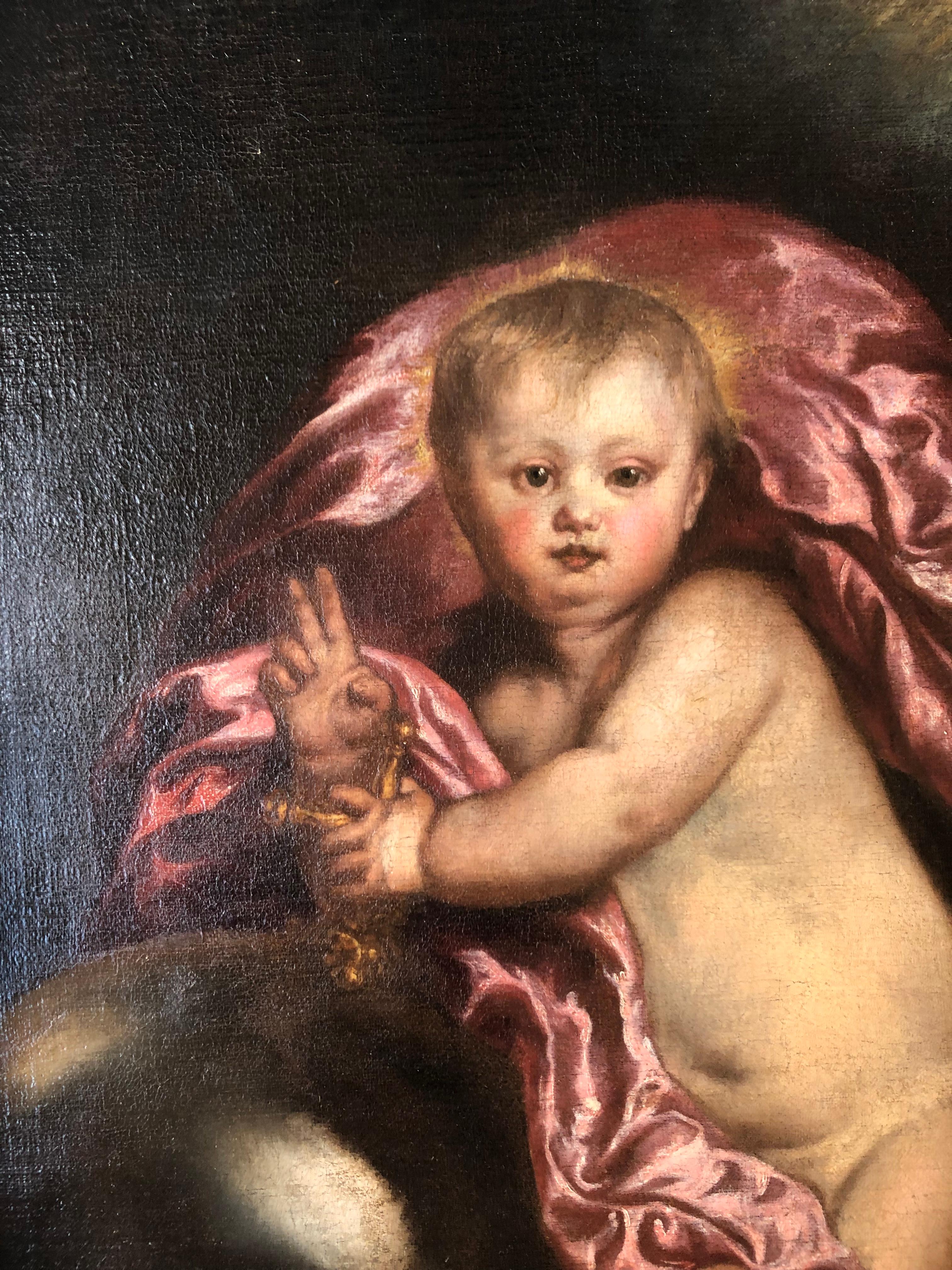Cristo como Salvator Mundi, Círculo Van Dyck, Viejo Maestro Flamenco, Niño Jesús - Painting Barroco de Anthony Van Dyck