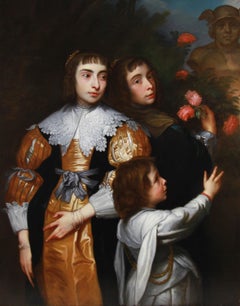 Oil On Canvas Family Portrait After Sir Anthony Van Dyck ca 1870