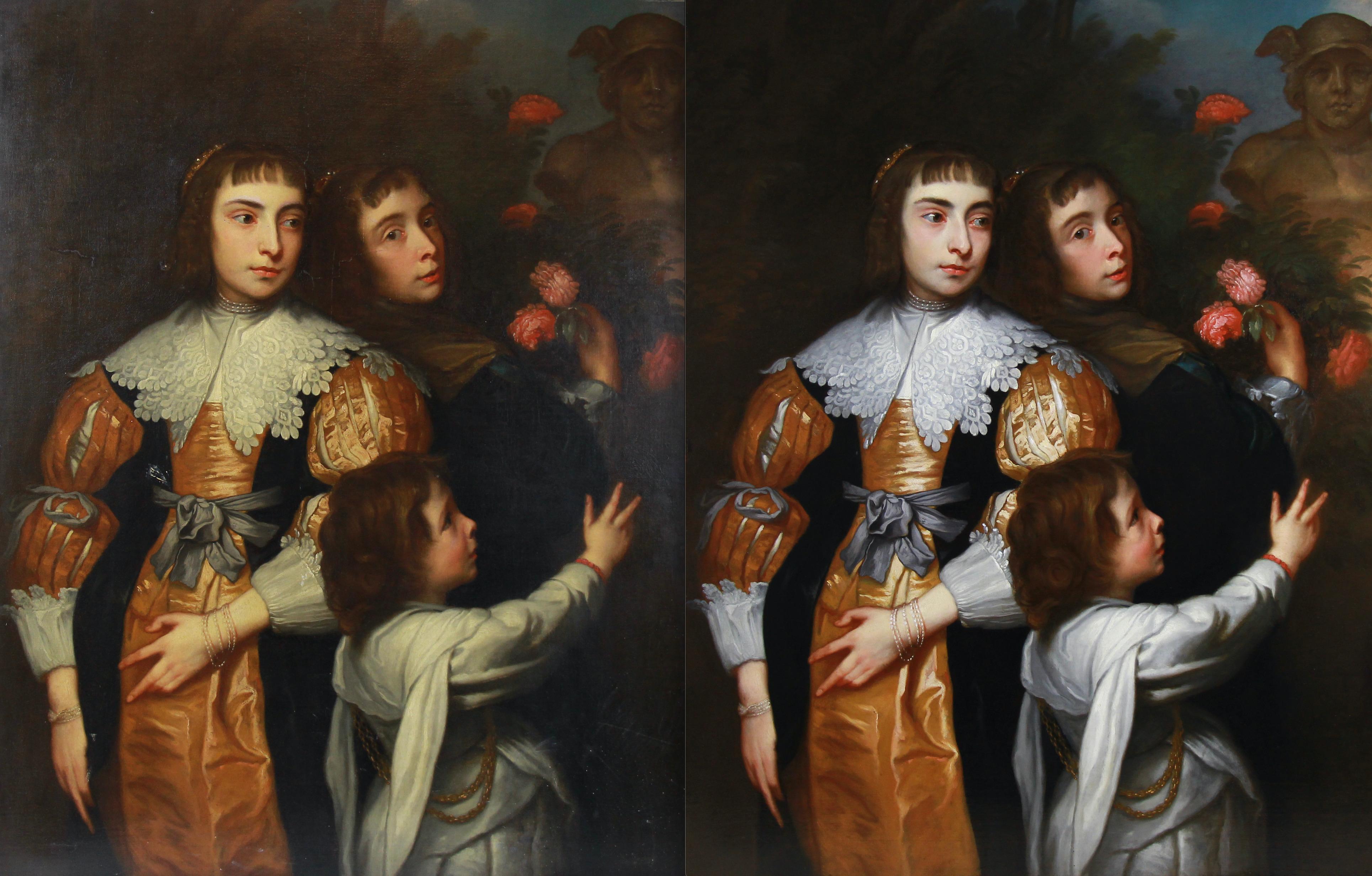 Oil On Canvas Family Portrait After Sir Anthony Van Dyck ca 1870 For Sale 5
