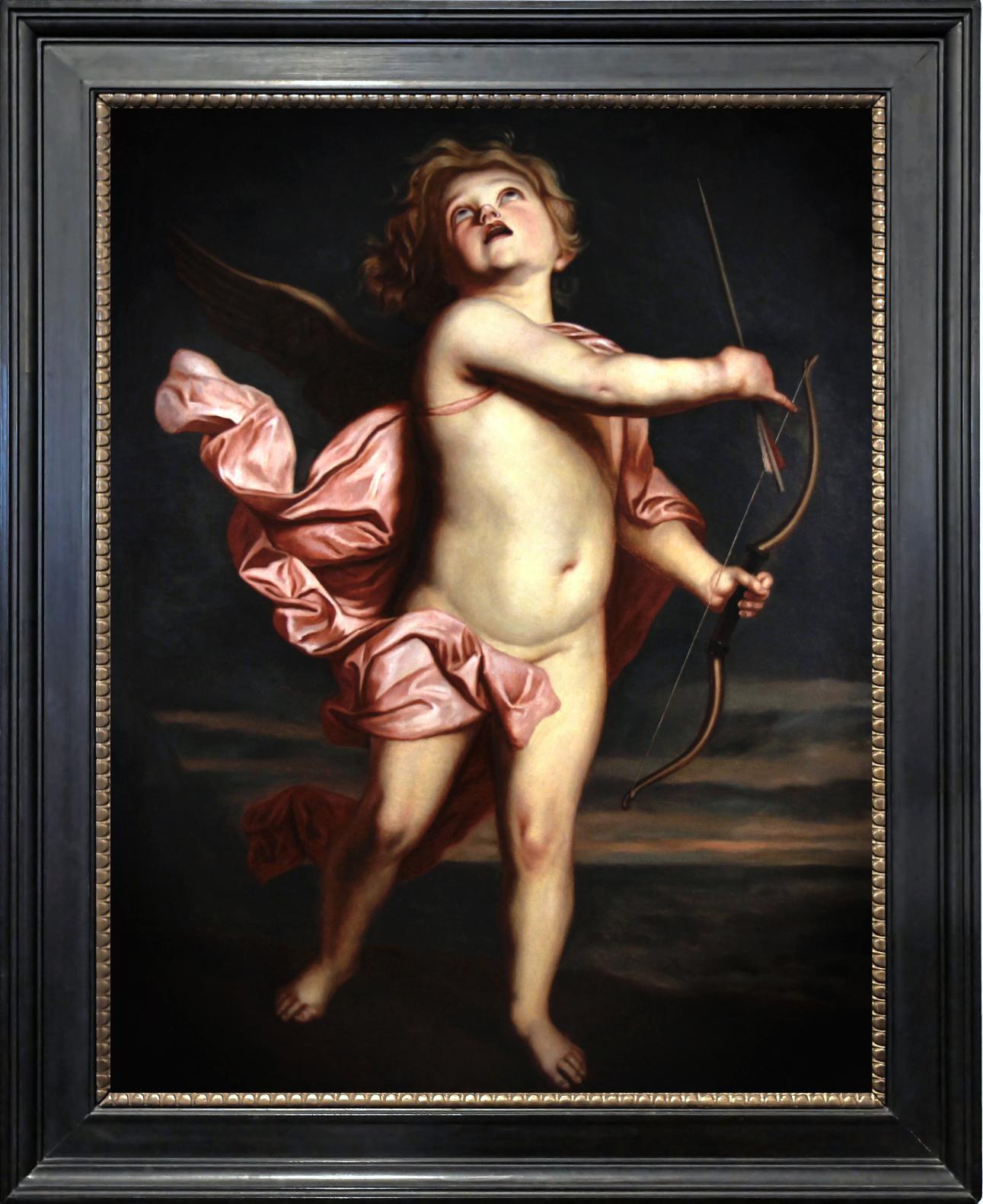 Ancienne peinture à l'huile baroque sur toile "Cupidon" d'après Anthony Van Dyck (After) Anthony Van Dyck