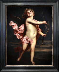 Antico dipinto barocco a olio su tela "Cupido" dopo Sir Anthony Van Dyck (After) Anthony Van Dyck