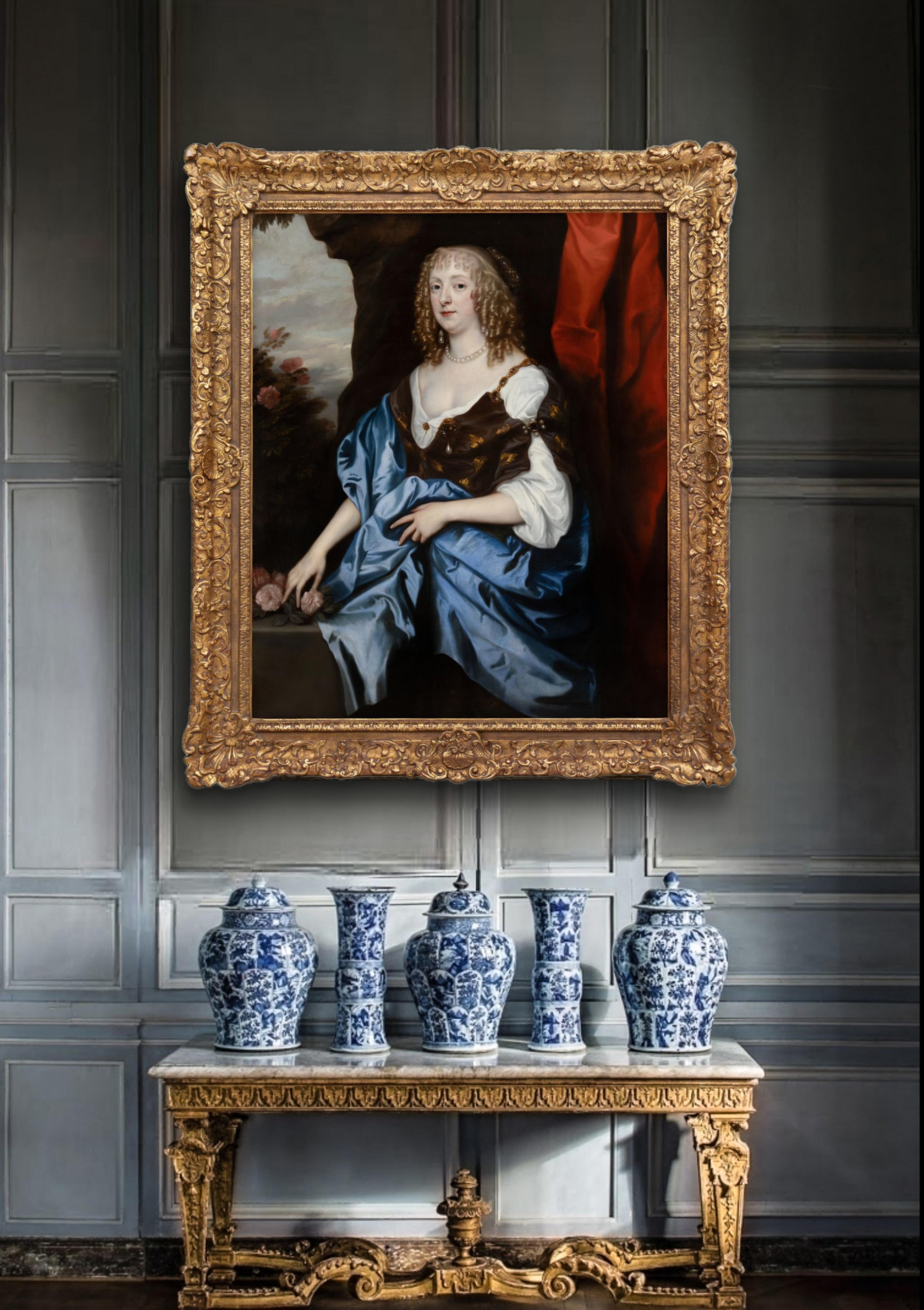Porträt von Catherine Murray, Gräfin von Dysart, Rosen, vergoldeter Rahmen, Van Dyke – Painting von Anthony Van Dyck