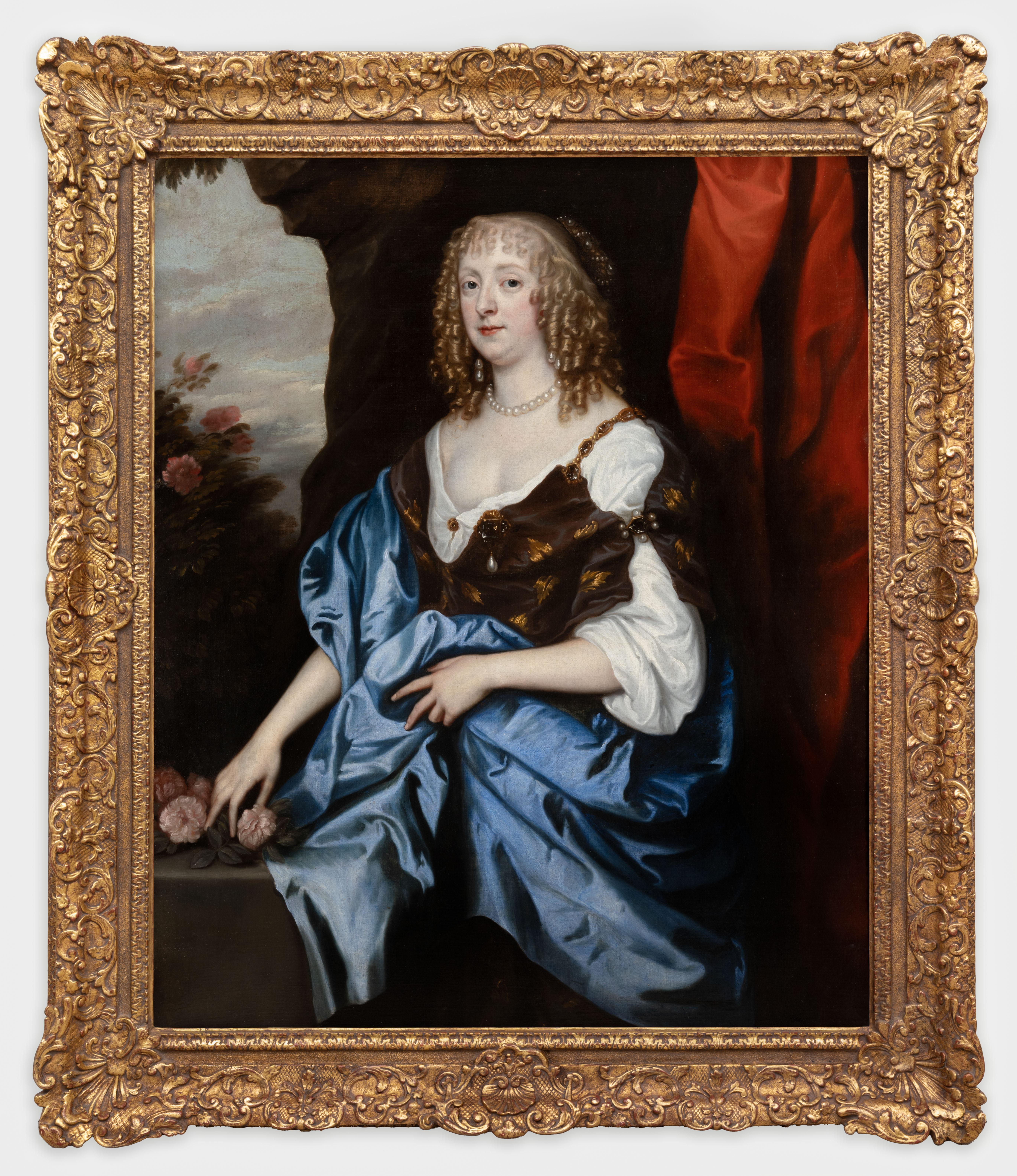 Ritratto di Catherine Murray, contessa di Dysart, rose, cornice dorata, Van Dyke