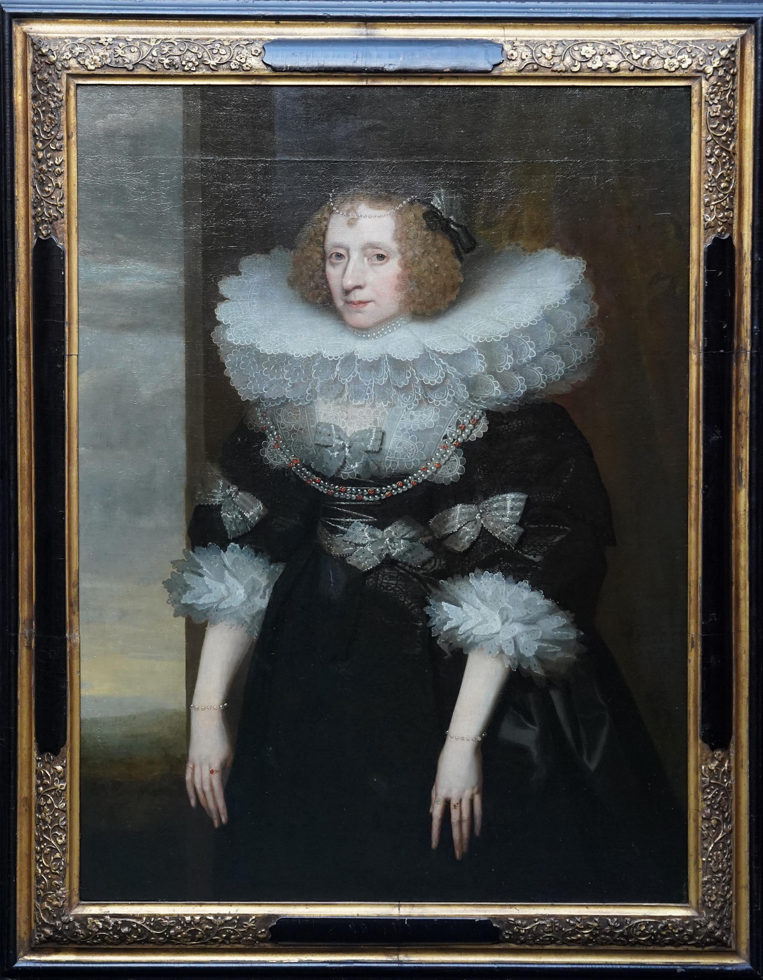 Portrait Painting de Anthony Van Dyck - Retrato de Frances Howard Duquesa de Richmond - Pintura al óleo del Viejo Maestro flamenco