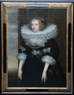 Antique Portrait of Frances Howard Duchess of Richmond - Flemish Old Master oil painting