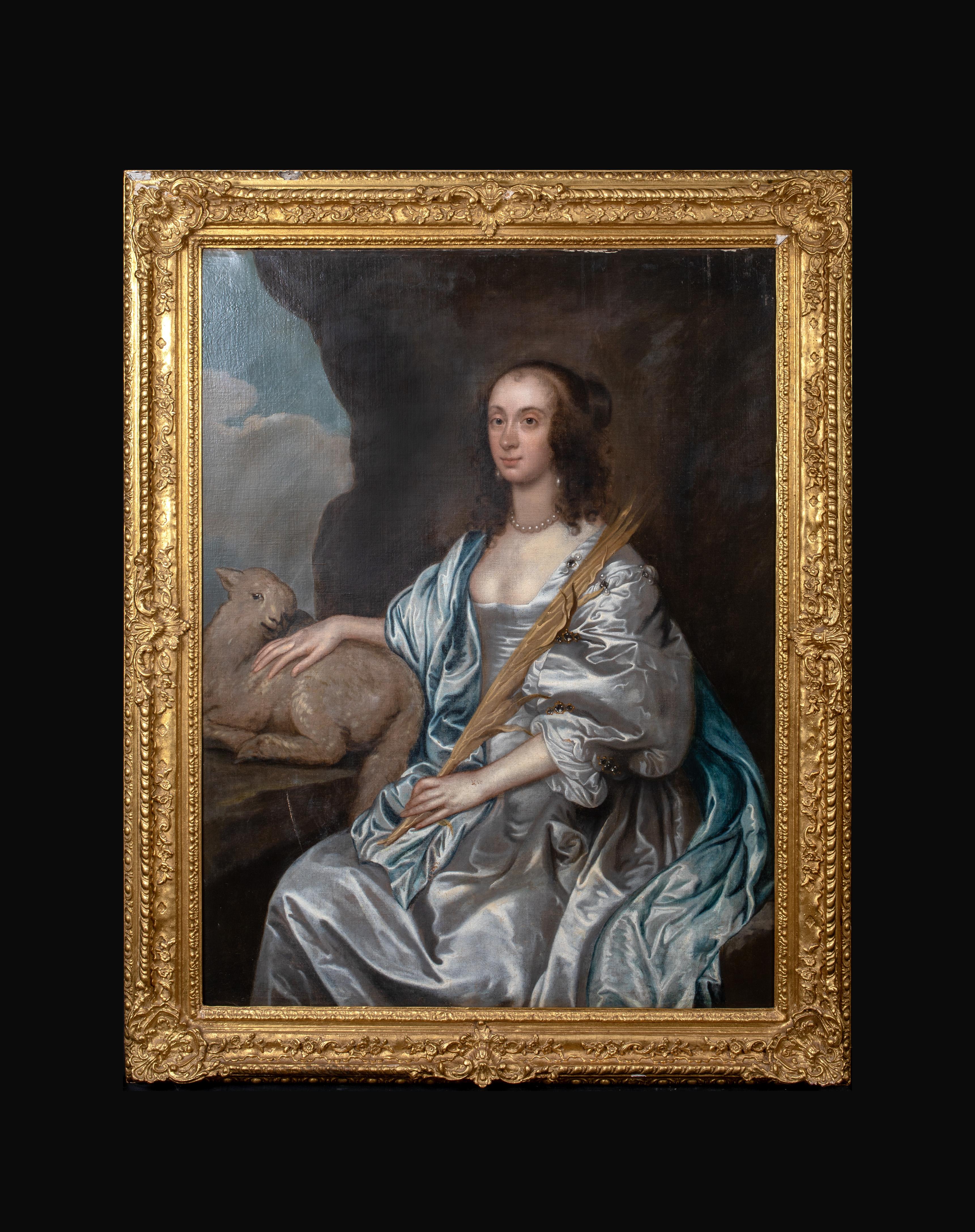 Portrait Of Lady Mary Villiers, later Duchess of Richmond as Saint Agnes - Painting by Anthony Van Dyck