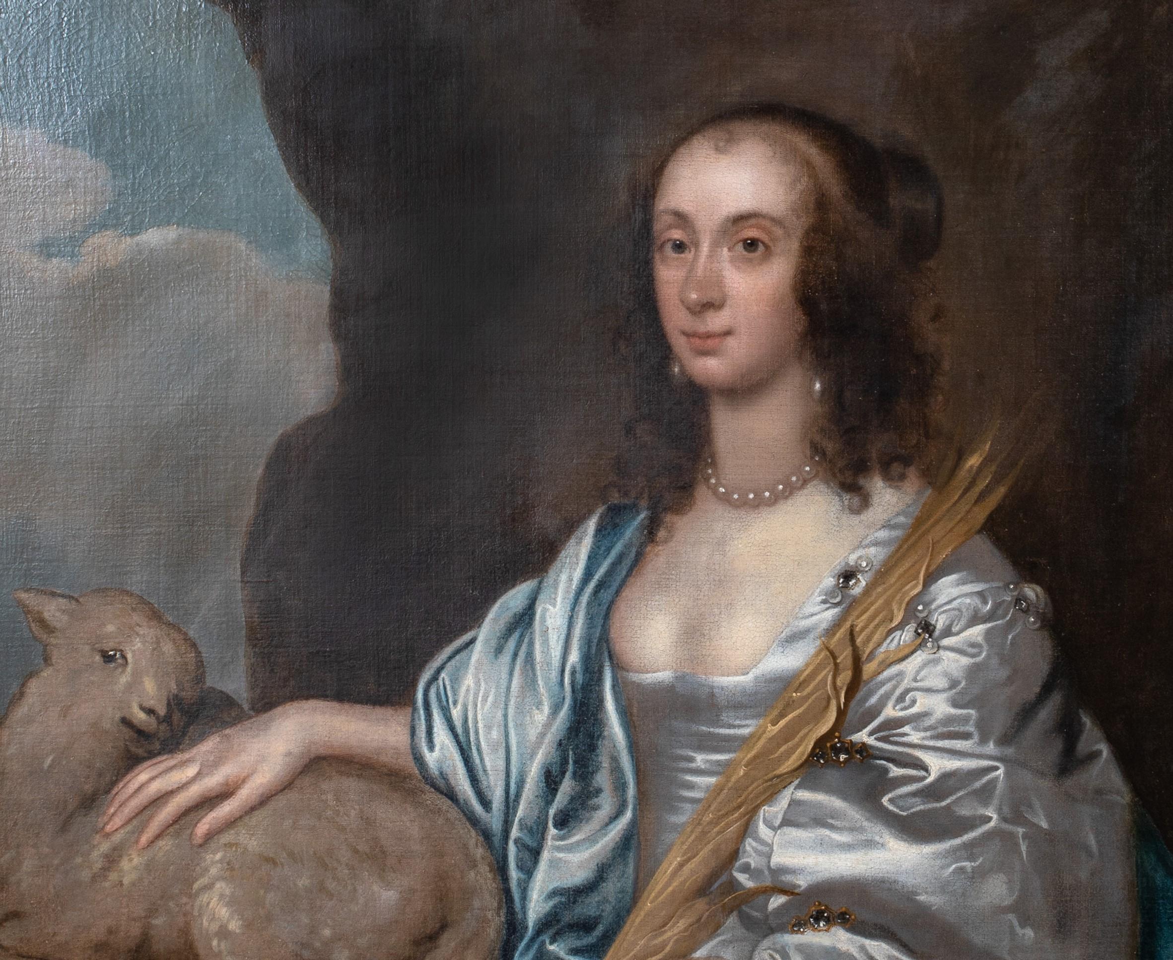 Portrait Of Lady Mary Villiers, later Duchess of Richmond as Saint Agnes - Black Portrait Painting by Anthony Van Dyck