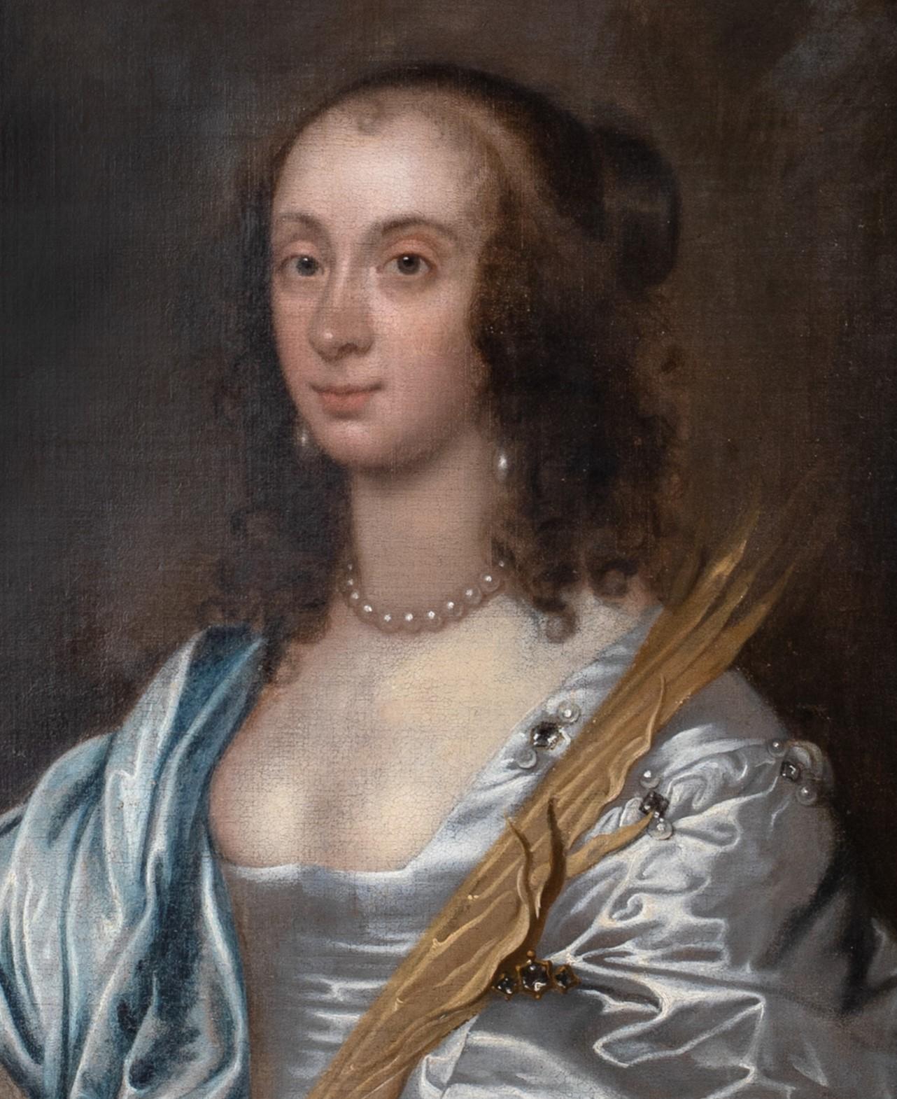 Portrait Of Lady Mary Villiers, later Duchess of Richmond and Lennox (1622-1685), As Saint Agnes, 17th Century

after Anthony VAN DTCK (1599-1641)

Portrait Of Lady Mary Villiers, later Duchess of Richmond and Lennox, As Saint Agnes, oil on canvas.