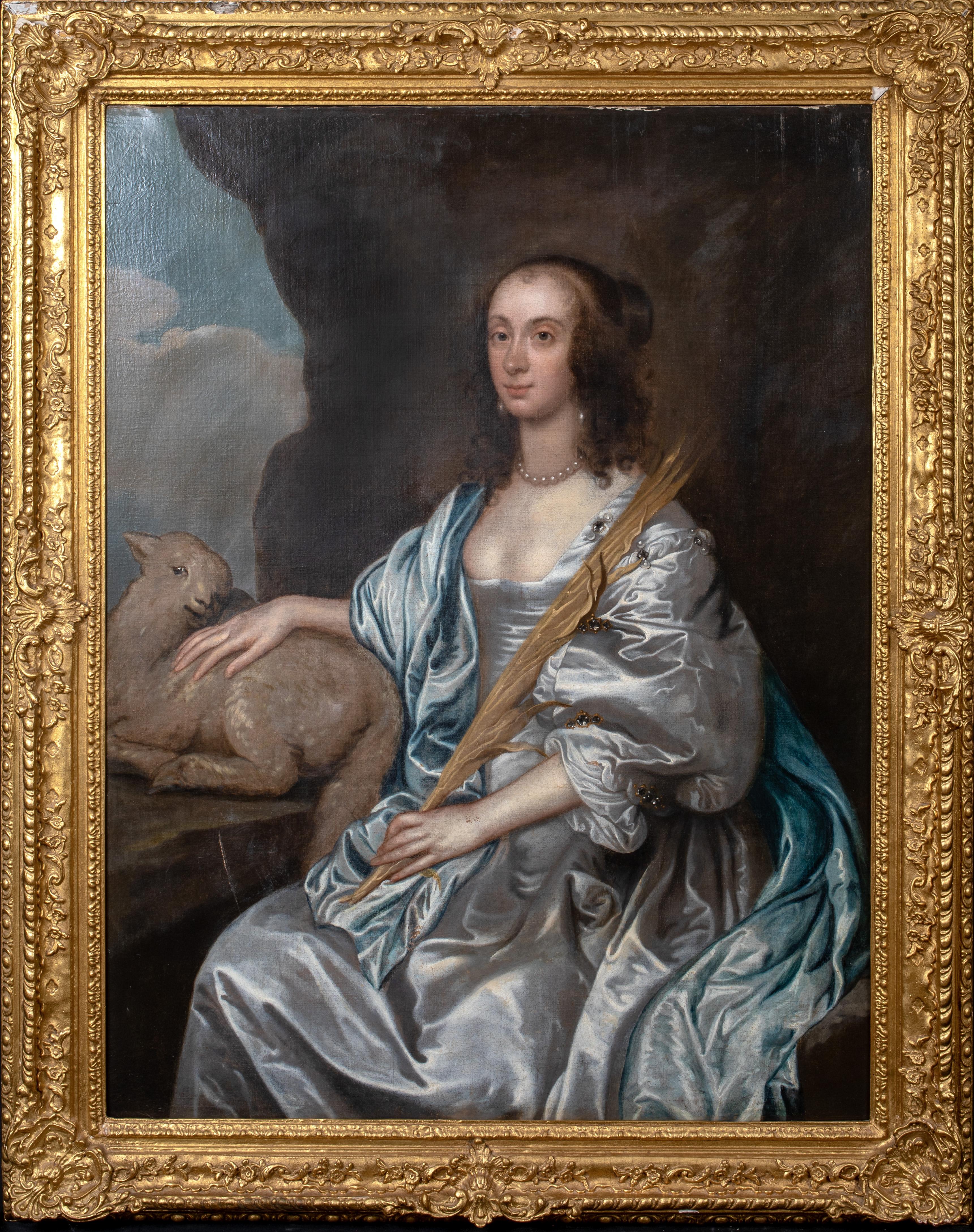 Anthony Van Dyck Portrait Painting - Portrait Of Lady Mary Villiers, later Duchess of Richmond as Saint Agnes