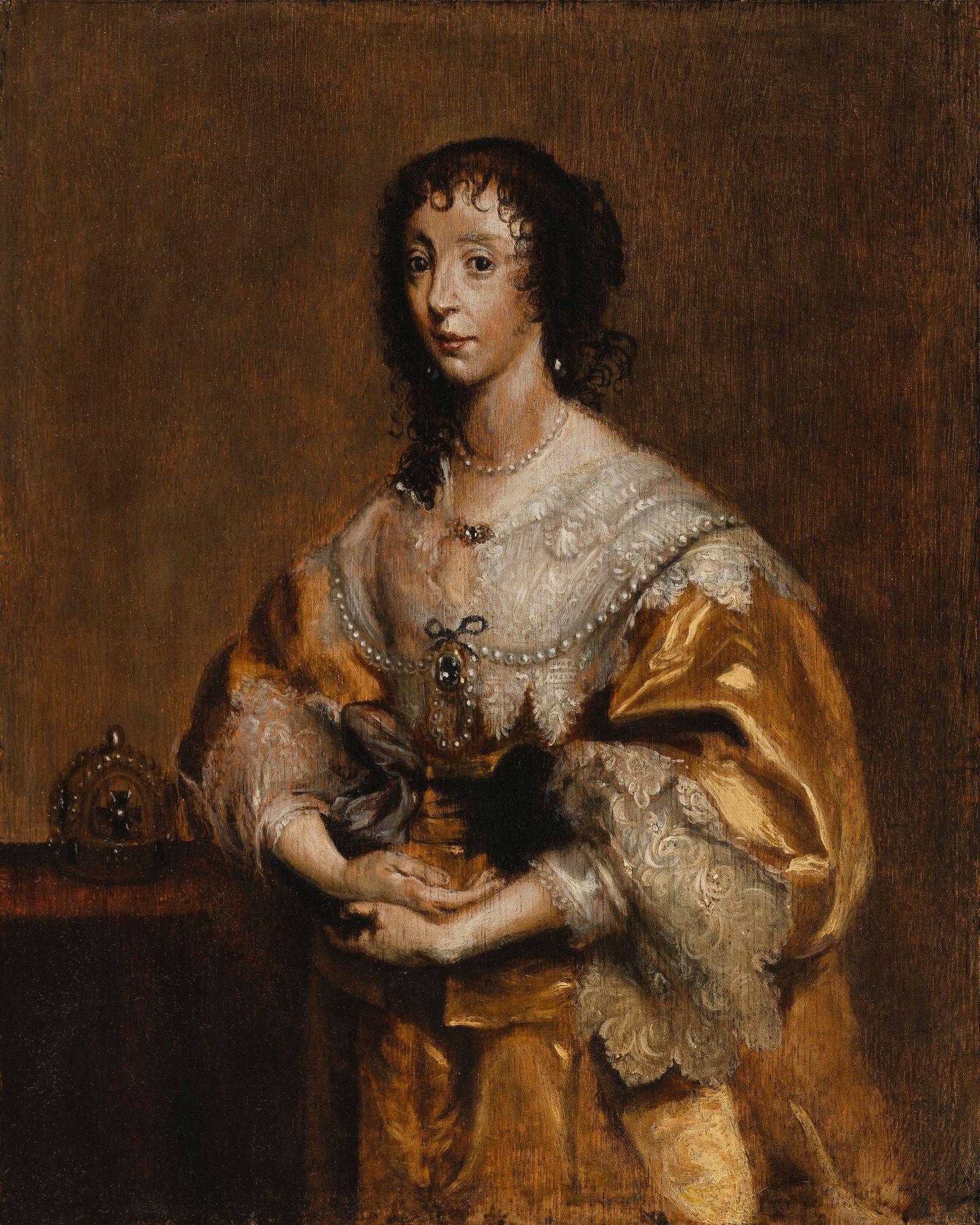 Oil on panel

This spontaneously painted oil sketch is related to Van Dyck's "Portrait of Queen Mary Henrietta" (now in a private collection in New York), which the master painted for Cardinal Barberini in 1636-1637 (see S Barnes, N. Depoorter, H.