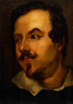 Sir Anthony van Dyck - Framed 19th Century Oil, Baroque Gentleman