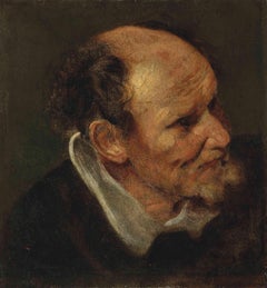 Sir Anthony Van Dyck 17th Century Oil Painting Study of a Head of a Man