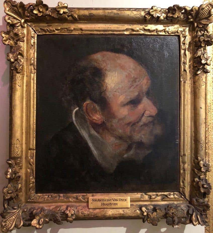 Sir Anthony Van Dyck 17th Century Oil Painting Study of a Head of a Man