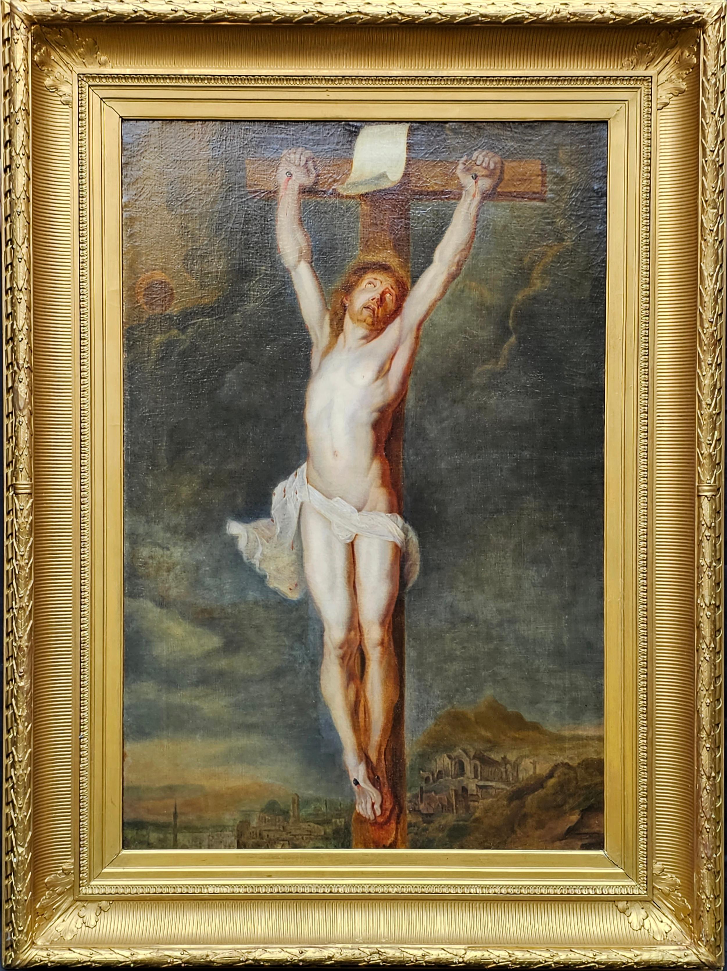The Crucifixion - Flemish 18th century religious Old Master art oil painting For Sale 5