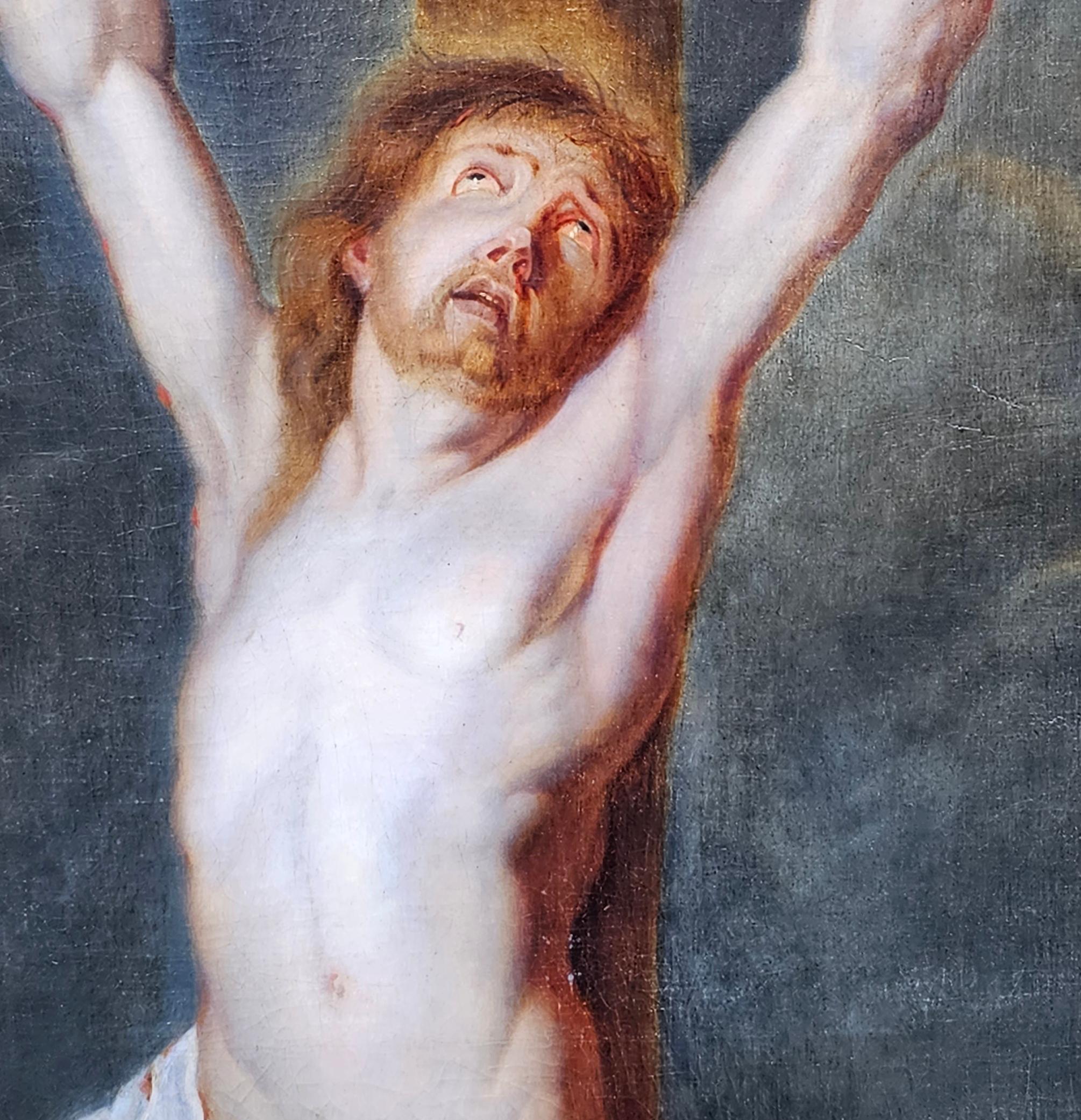 The Crucifixion - Flemish 18th century religious Old Master art oil painting For Sale 2