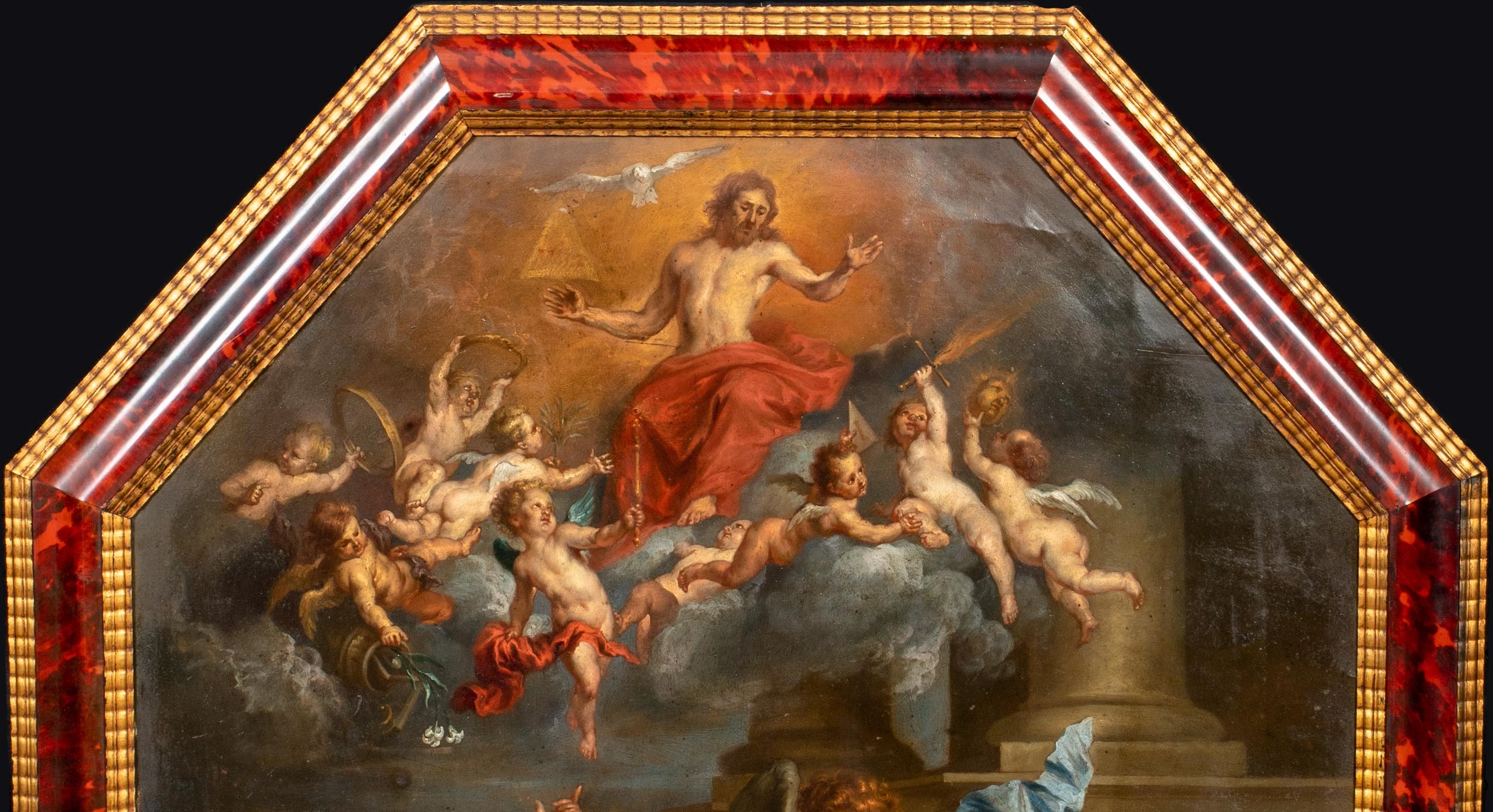 Die Ecstasie des heiligen Augustinus, 17. Jahrhundert

Studio von Sir Anthony VAN DYCK (1599-1641)

Große Darstellung des Alten Meisters der Ecstasy des heiligen Augustinus, Öl auf Kupfer, 17. Jahrhundert. achteckige devotionale Szene der Ecstasy