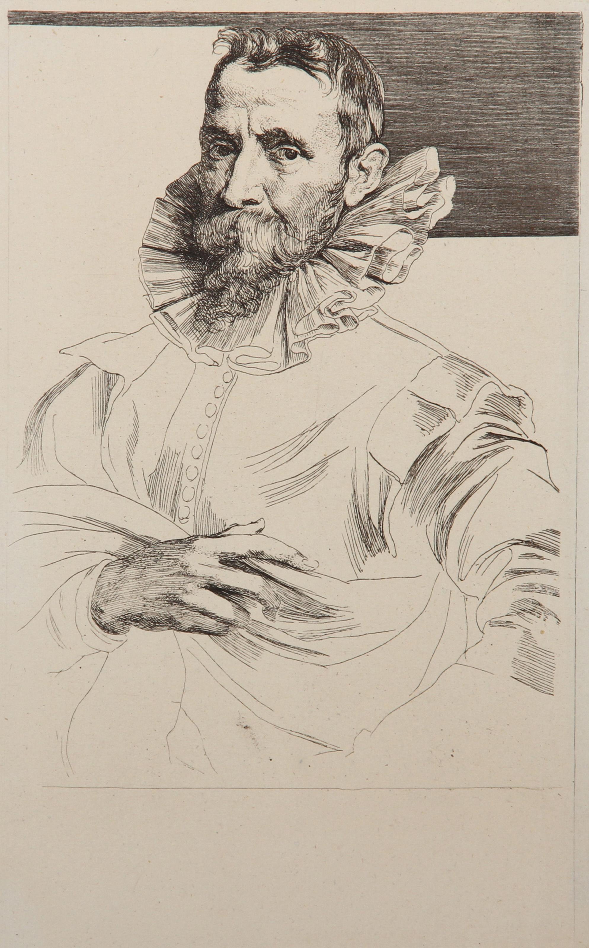 Anthony Van Dyck Print - Portrait de Jean Breughel, Heliogravure by Anthony van Dyck