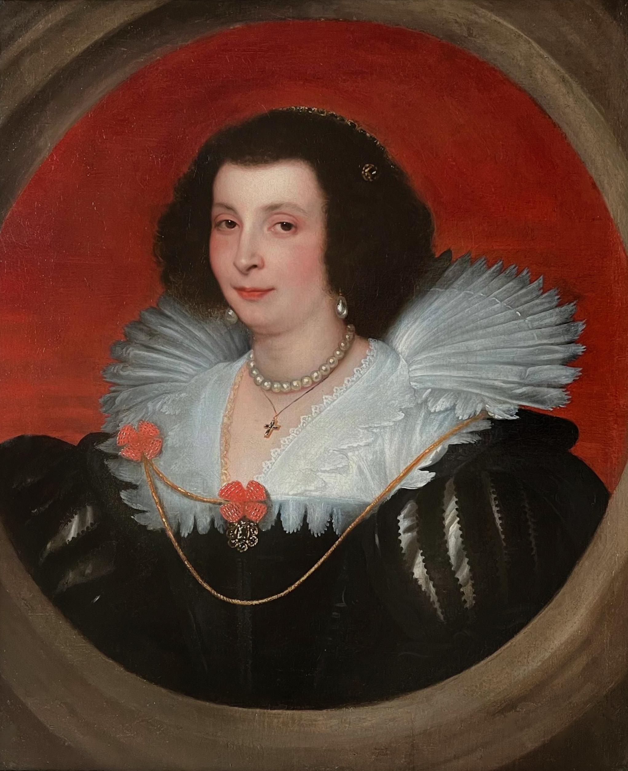 17th century Portrait of the Spanish noblewoman Anna Maria de Camudio - Painting by Anthony van Dyck (studio of)