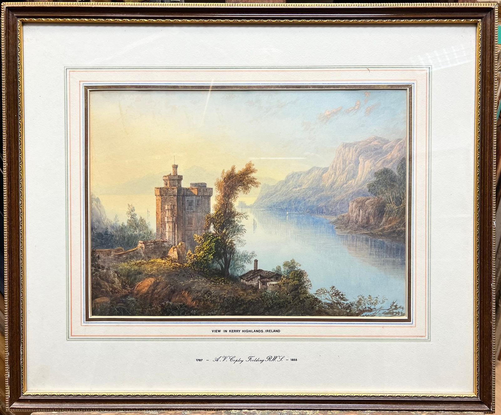 Antique vue de château de Lough dans les Highlands de Kerry, Irlande - Painting de Anthony Vandyke Copley Fielding